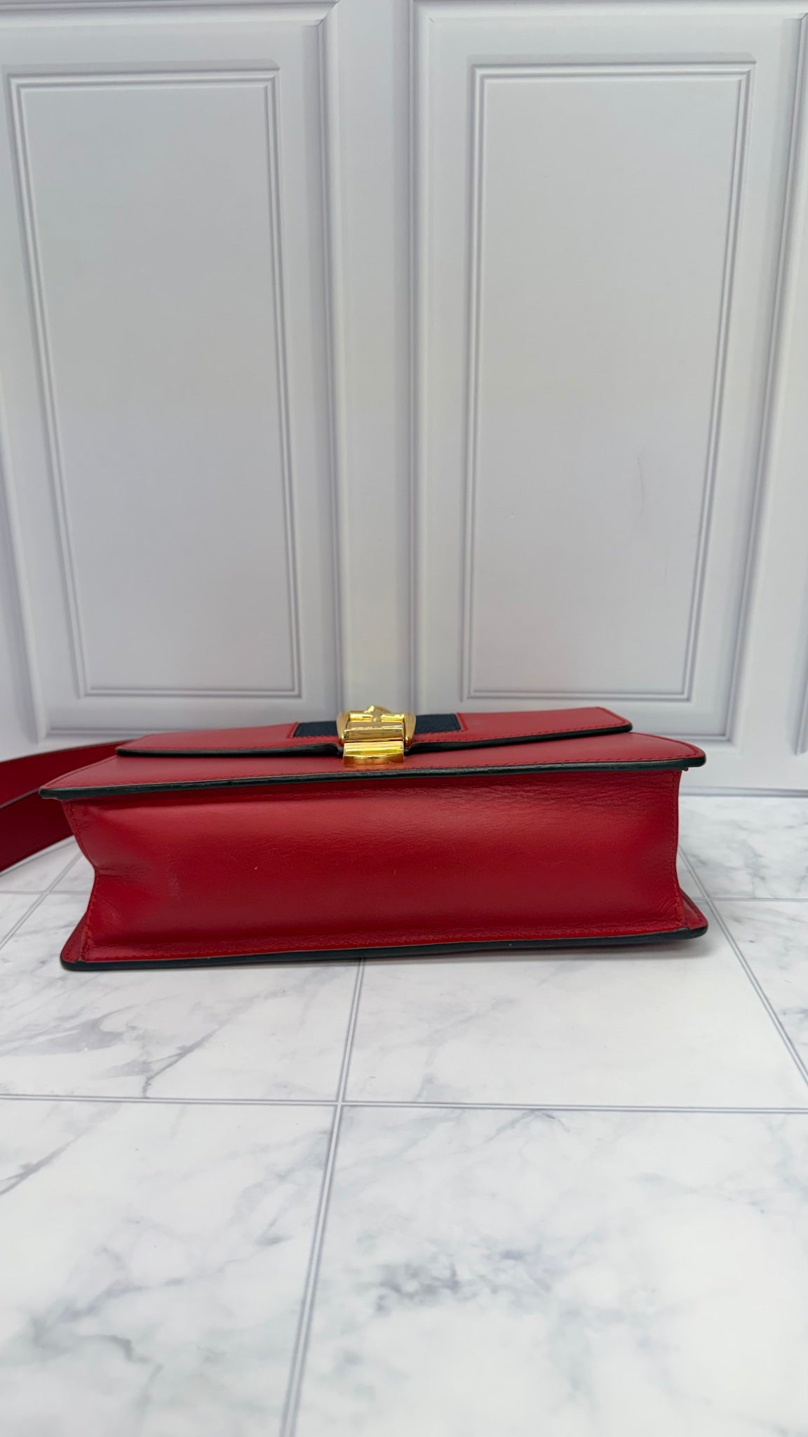 Gucci Red Leather Sylvie Shoulder Bag