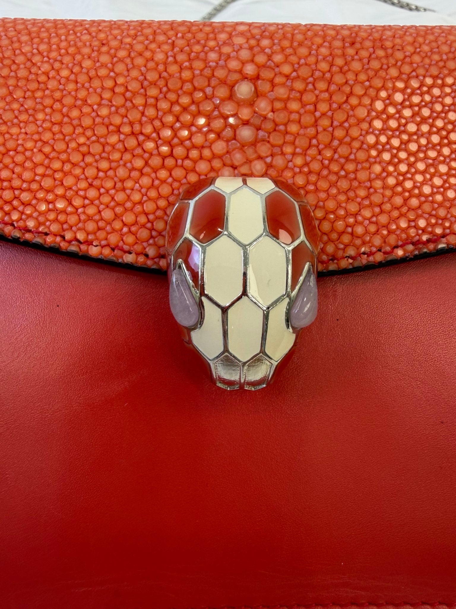 Bvlgari Orange Stingray Serpenti Bag