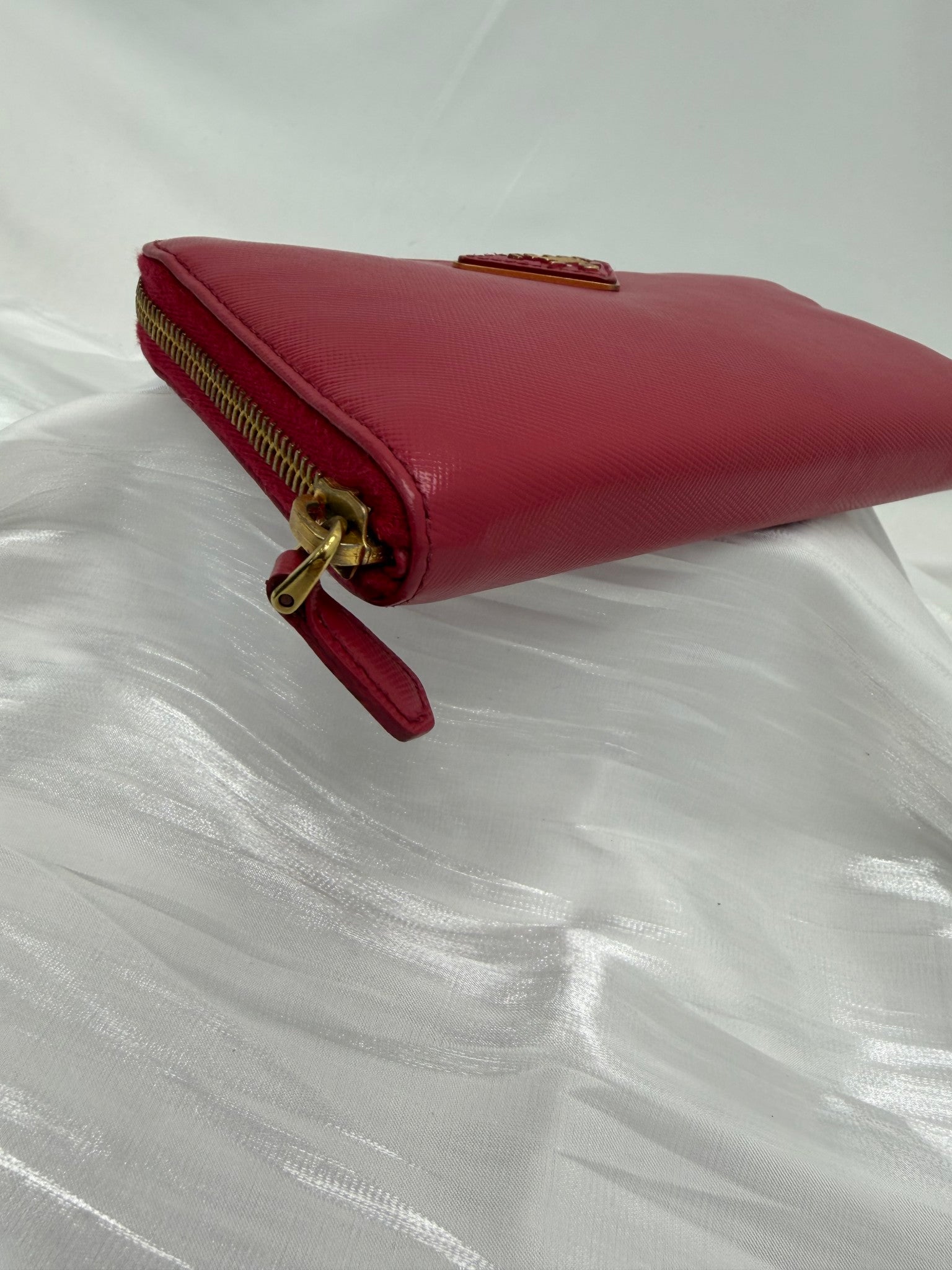 Prada Pink Saffiano Leather Zippy Wallet