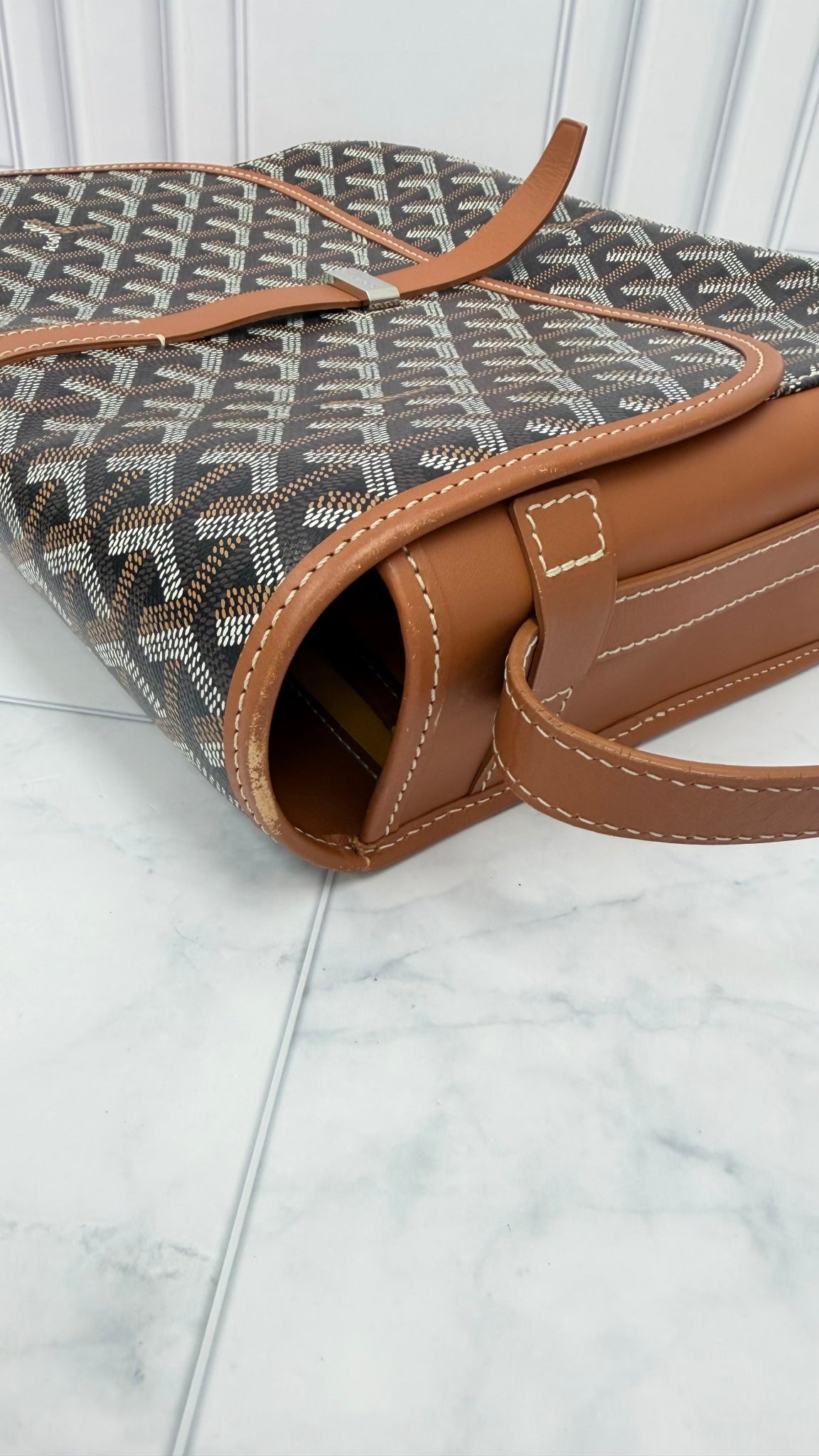 Goyard Brown & Black Goyardine Coated Canvas & Leather Belvedere II MM
