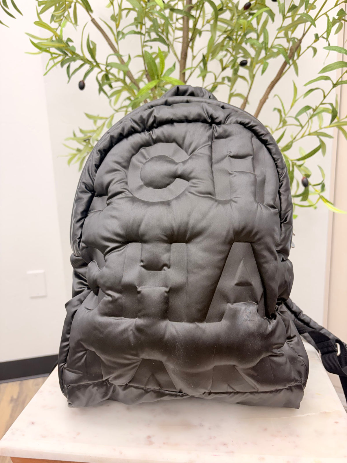 Chanel Black Nylon Embossed Doudoune Backpack
