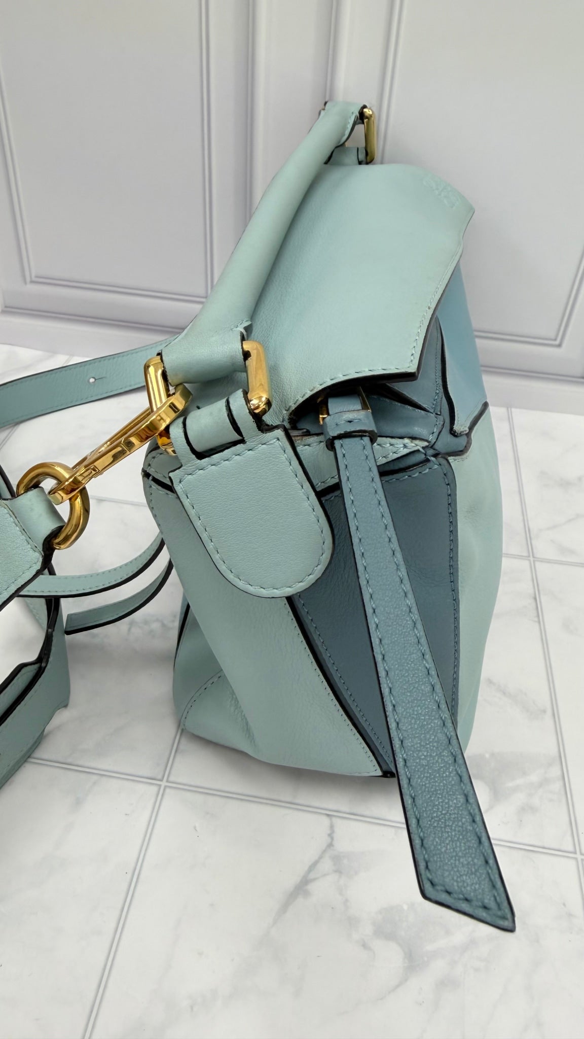 Loewe Blue Tri- Color Leather Small Puzzle Bag
