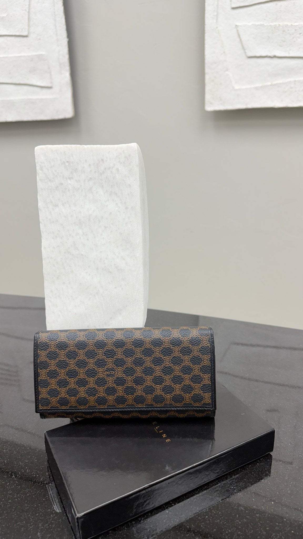 Celine Black Macadam Long Wallet