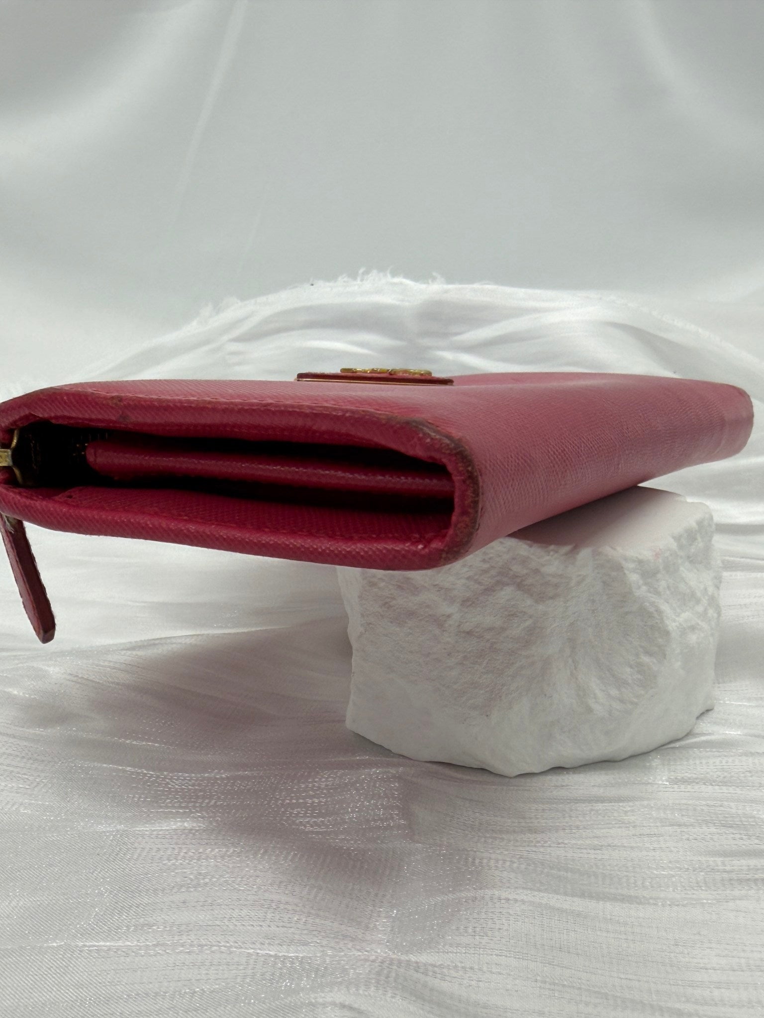 Prada Pink Saffiano Leather Zippy Wallet