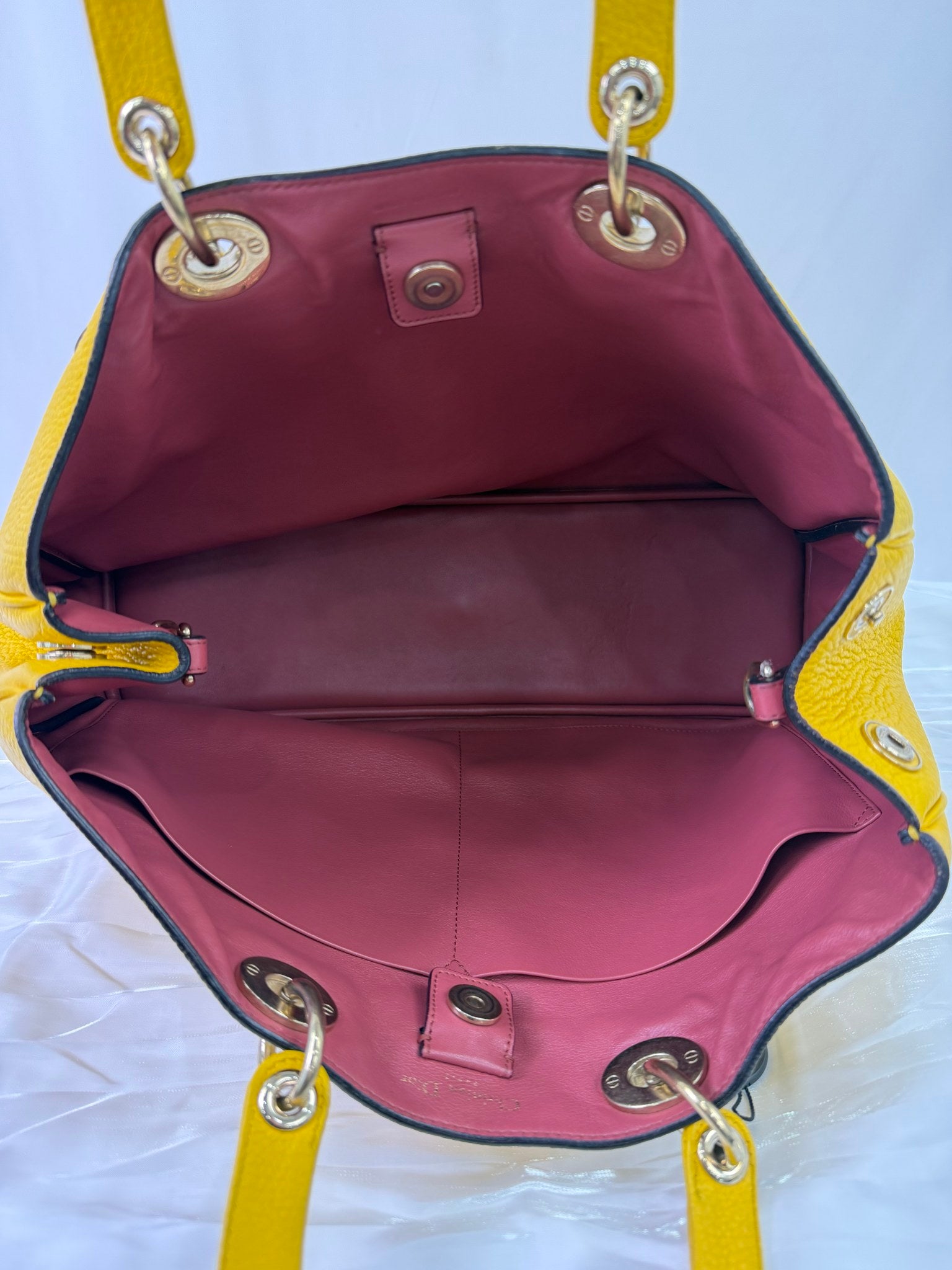 Christian Dior Yellow Leather Diorissimo Handbag