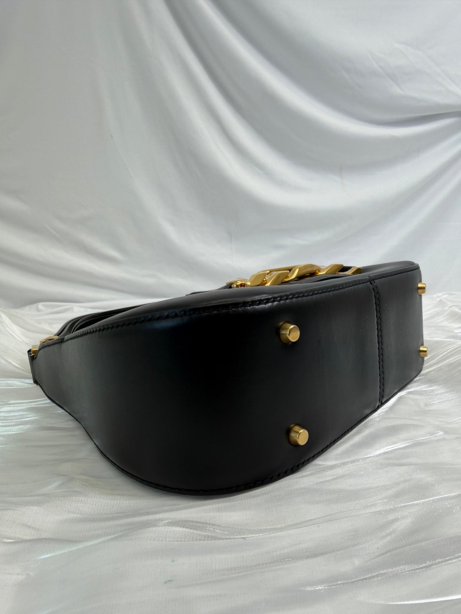 BRAND NEW- Valentino Black Calfskin Logo Chain Shoulder Bag