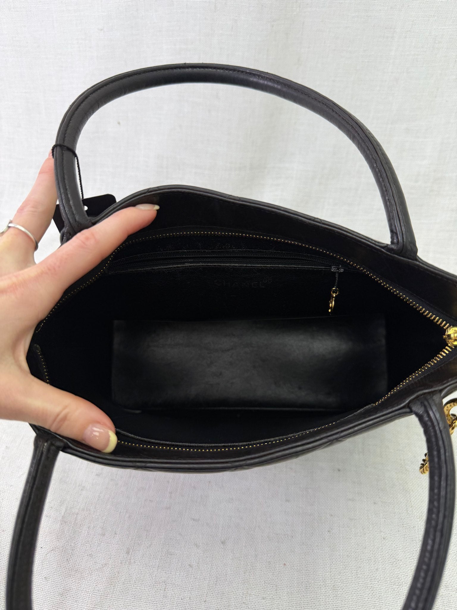 Chanel Vintage Black Quilted Calfskin Medallion Shoulder Bag