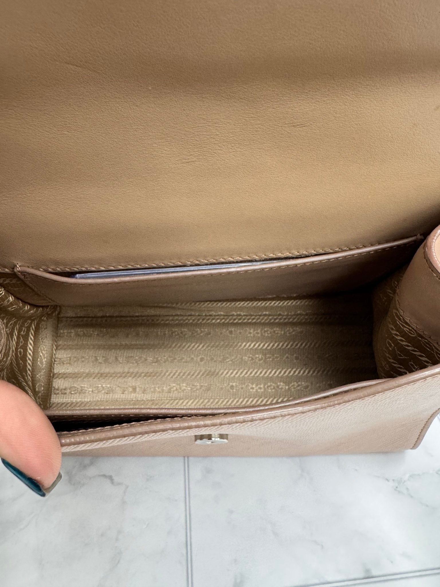 Prada Beige Saffiano Leather Chain Envelope Flap Bag