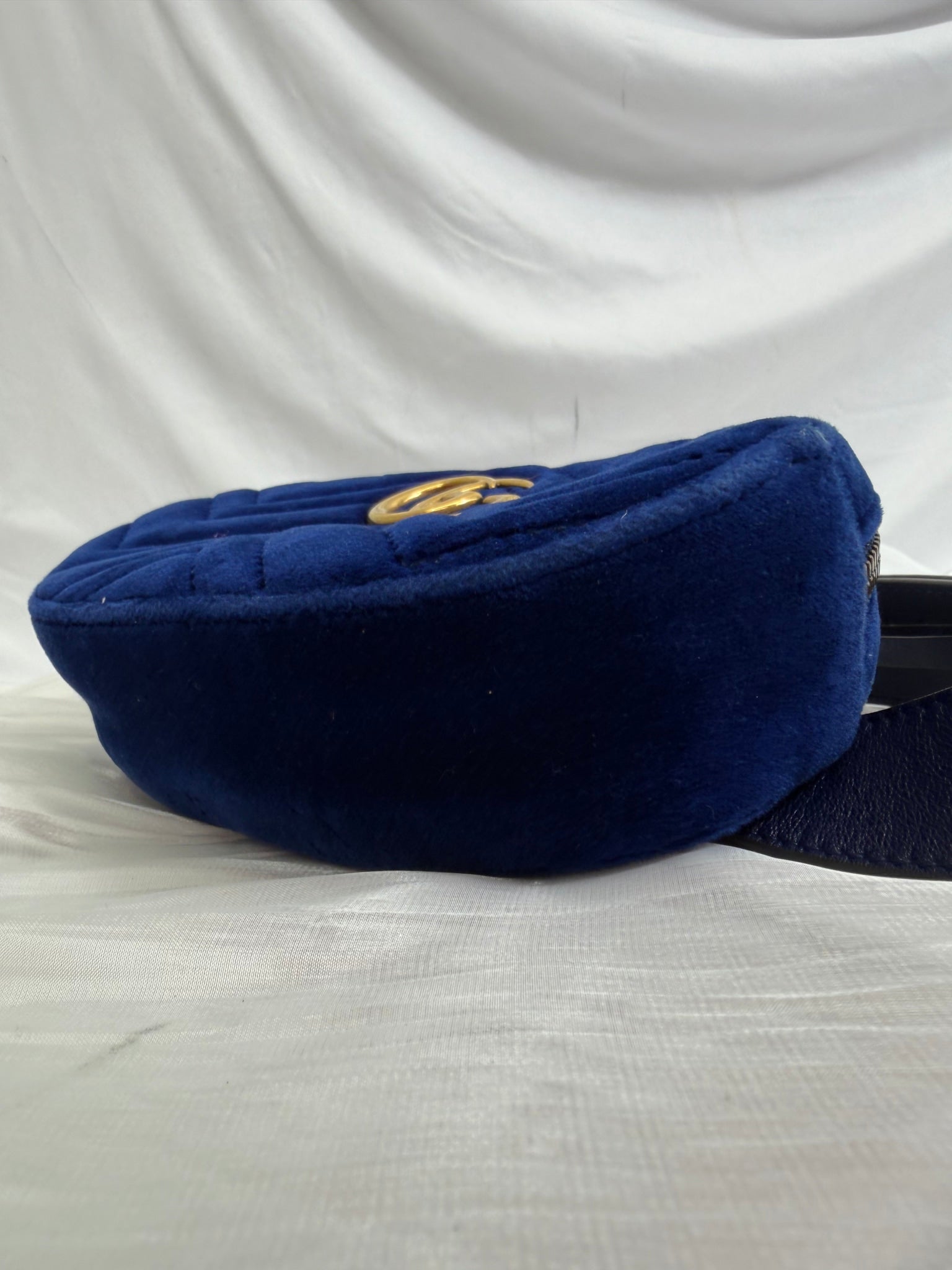 Gucci GG Marmont Blue Velvet Belt Bag