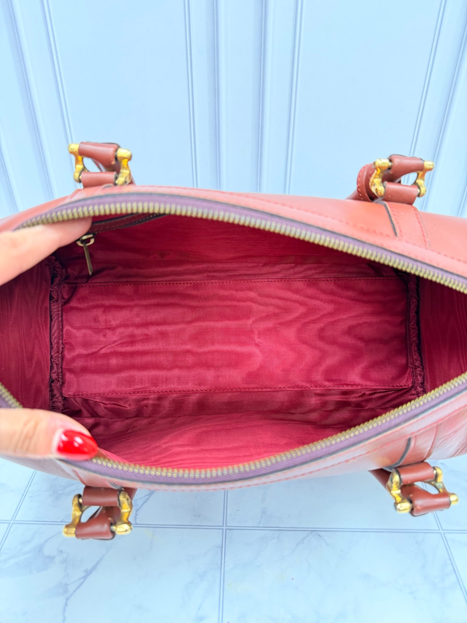 Cartier Burgundy Leather Must Line Boston Bag