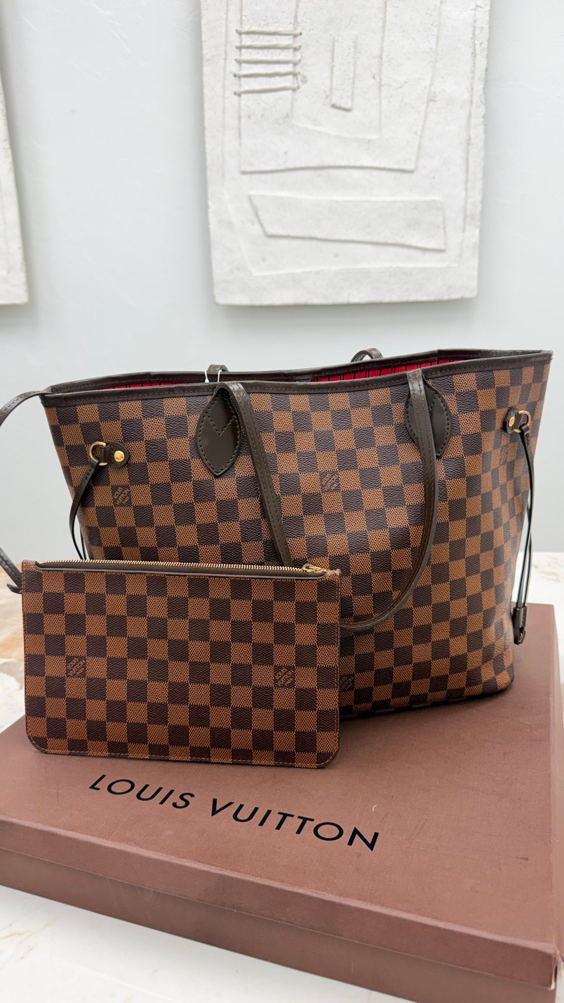 Louis Vuitton Damier Ebene Neverfull MM Tote Bag