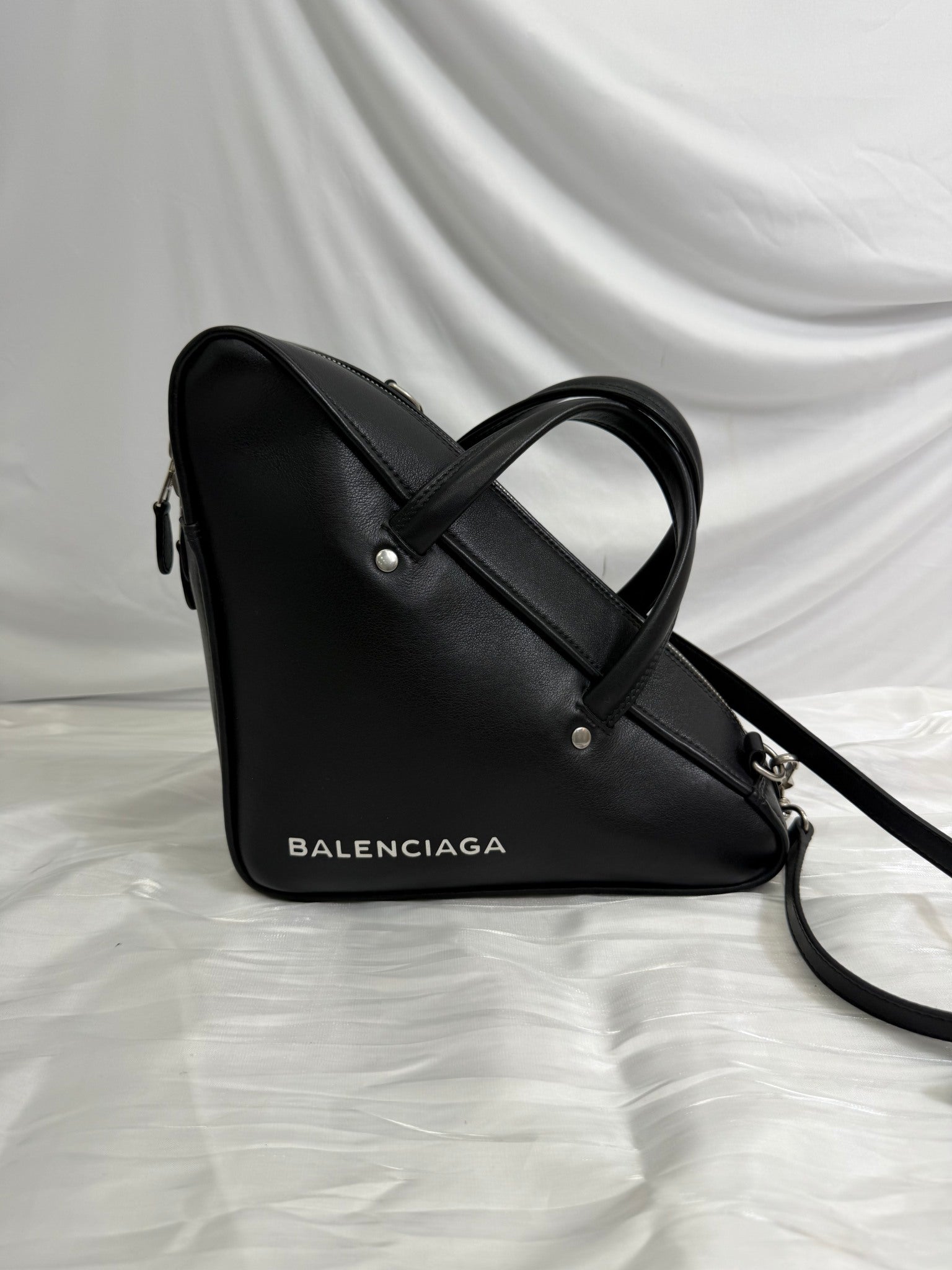 Balenciaga Black Leather Triangle Bag
