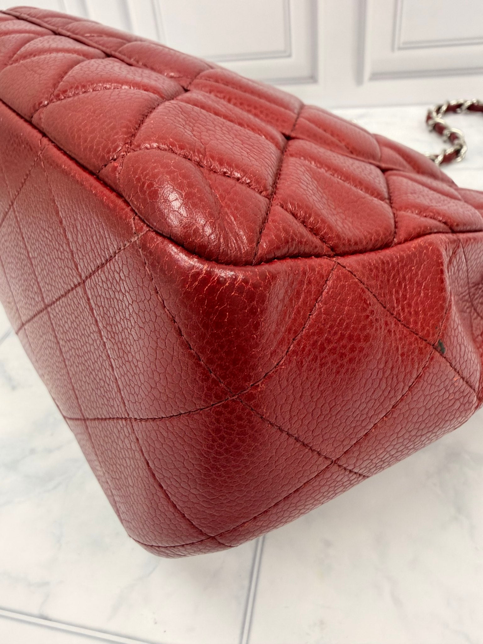 Chanel Burgundy Quilted Leather Classic Jumbo Flap Bag