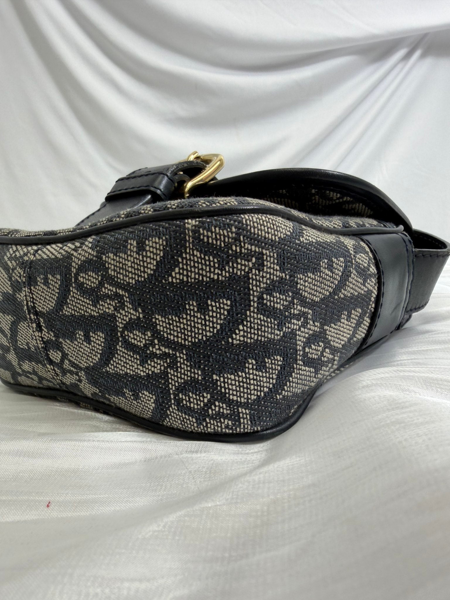 Christian Dior Navy Canvas Oblique Trotter Crossbody Bag