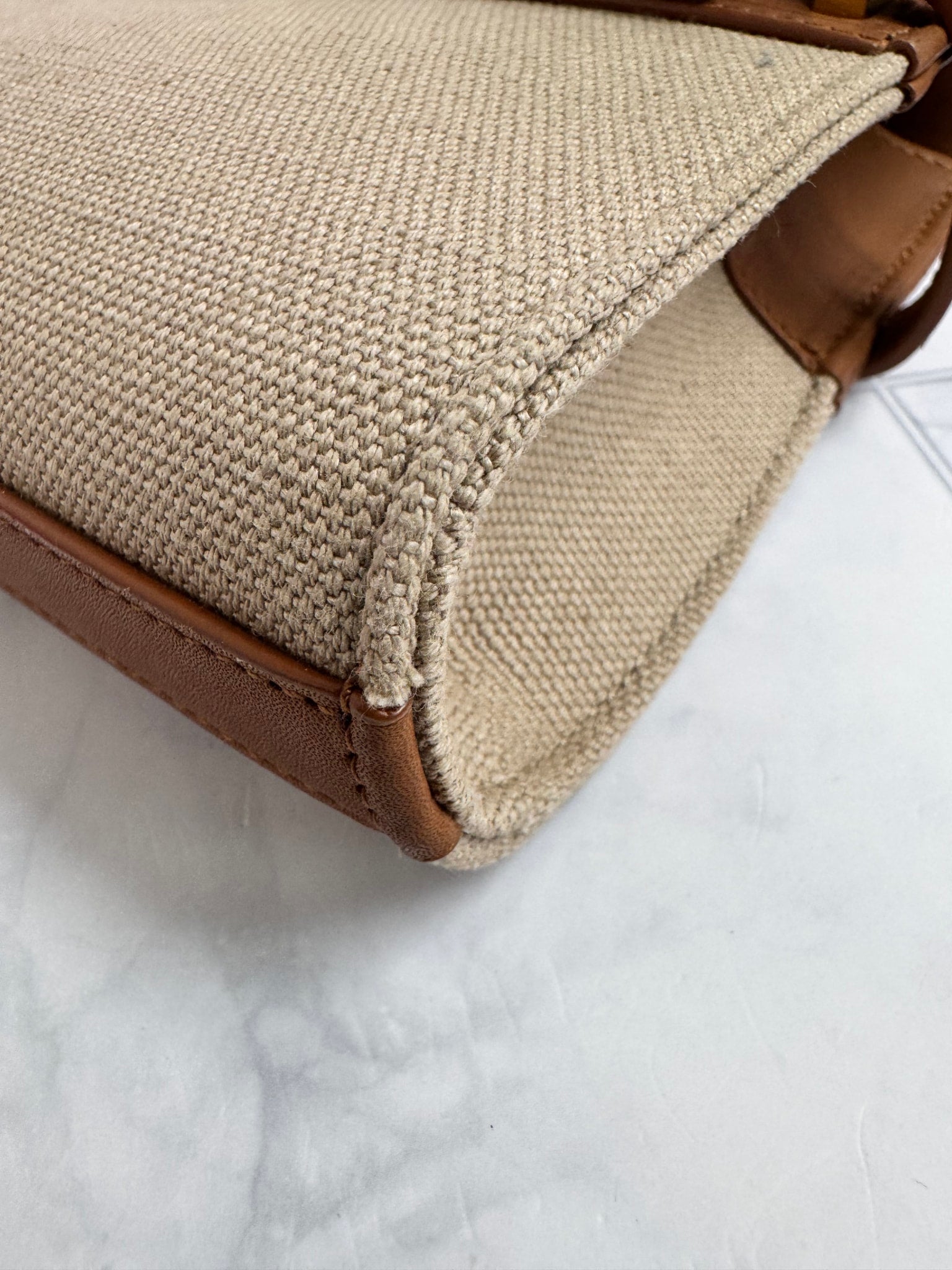 Saint Laurent YSL Brown Canvas Manhattan Crossbody