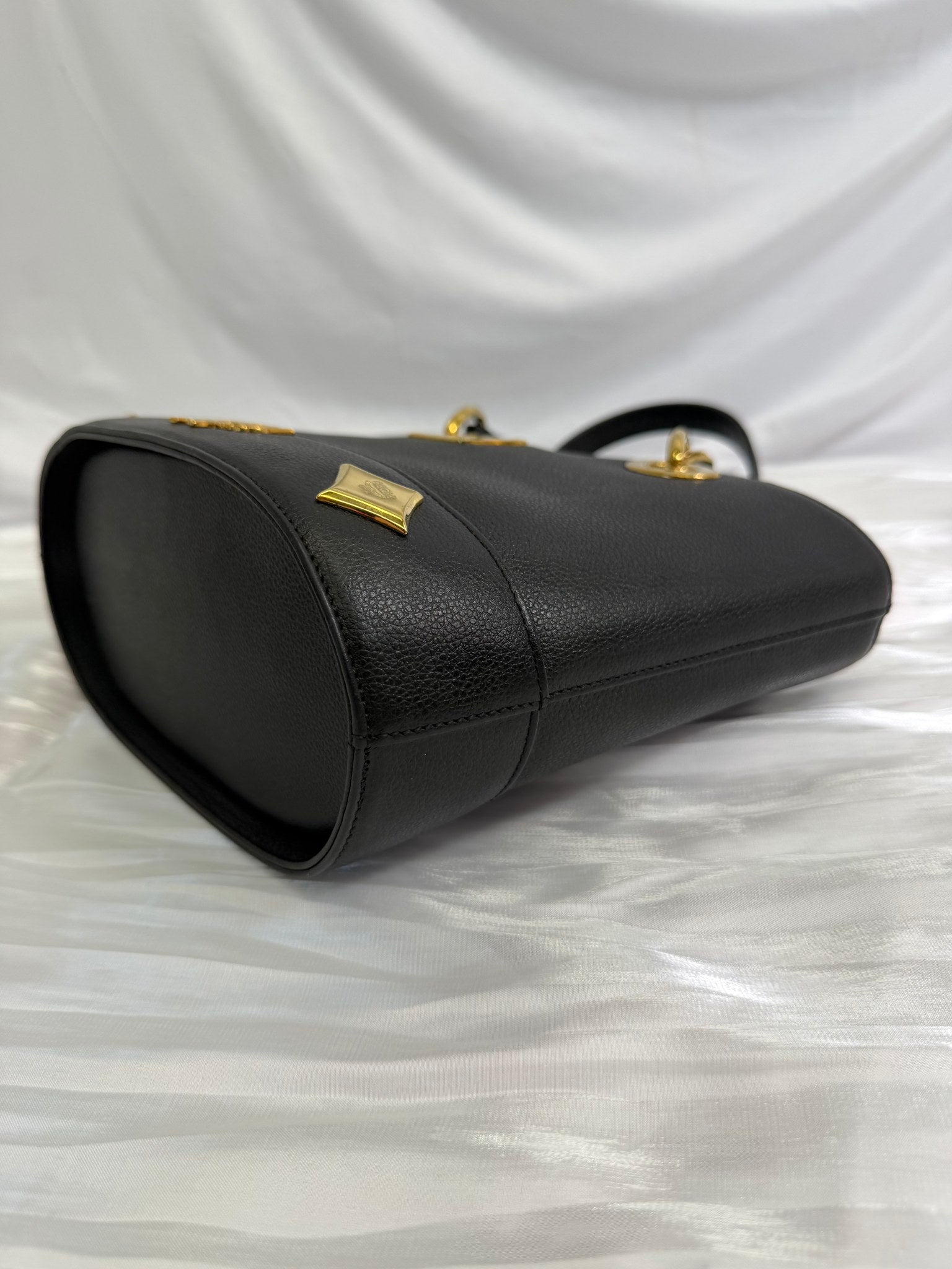 Mcm Black Leather Bucket Bag