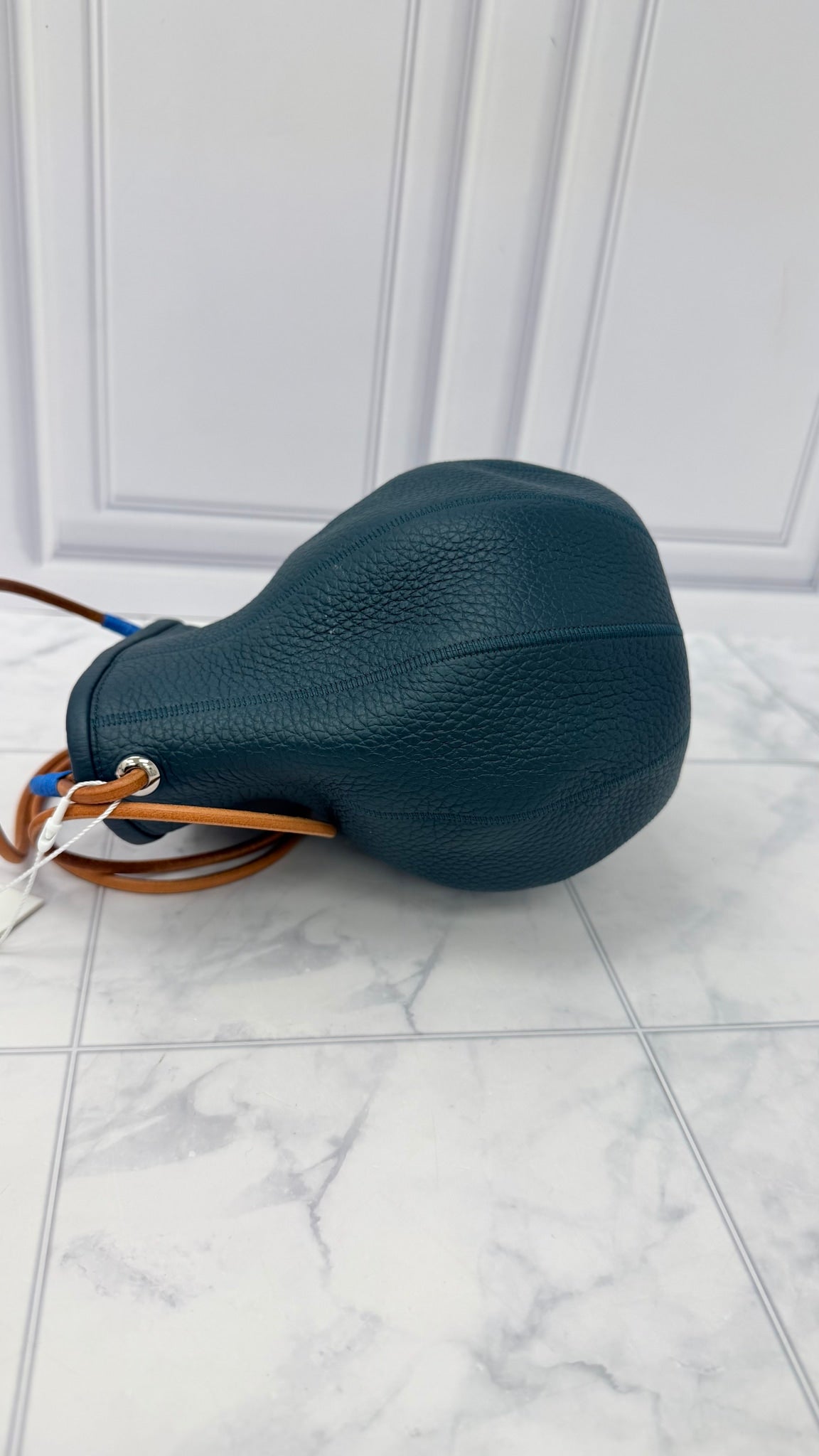 LIKE NEW - Hermes Blue Taurillon Leather Petit H Bitter Apple Crossbody Bag