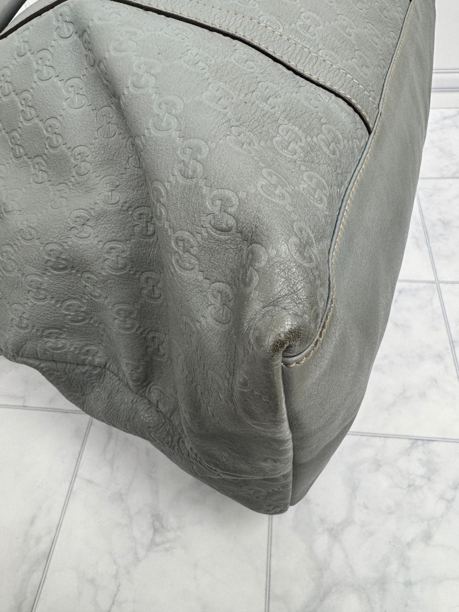 Gucci Gray Guccissima Embossed Leather Large Tote