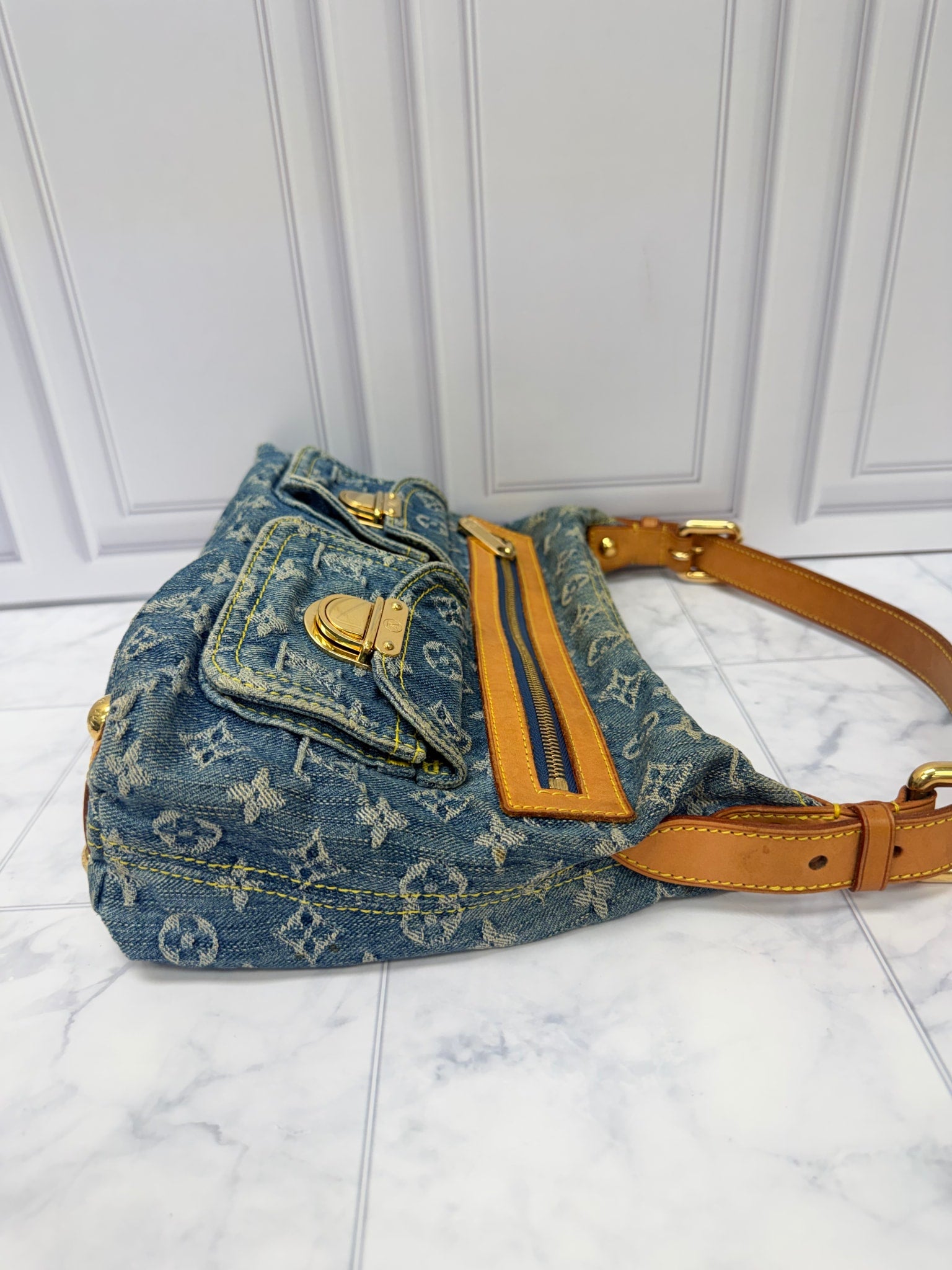 Louis Vuitton Monogram Blue Denim Shoulder Bag