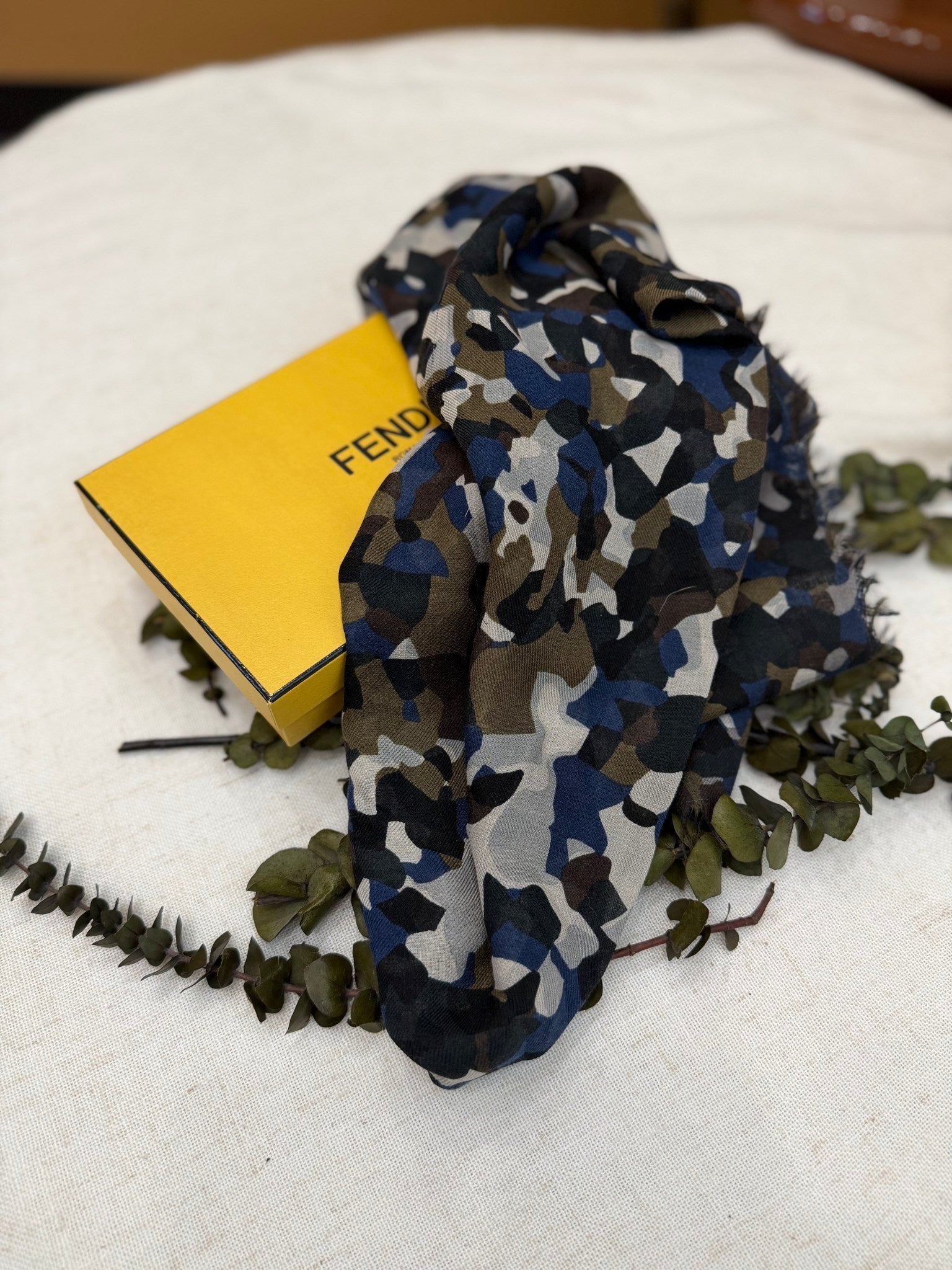 Fendi Multicolor Camo Print Monster Scarf