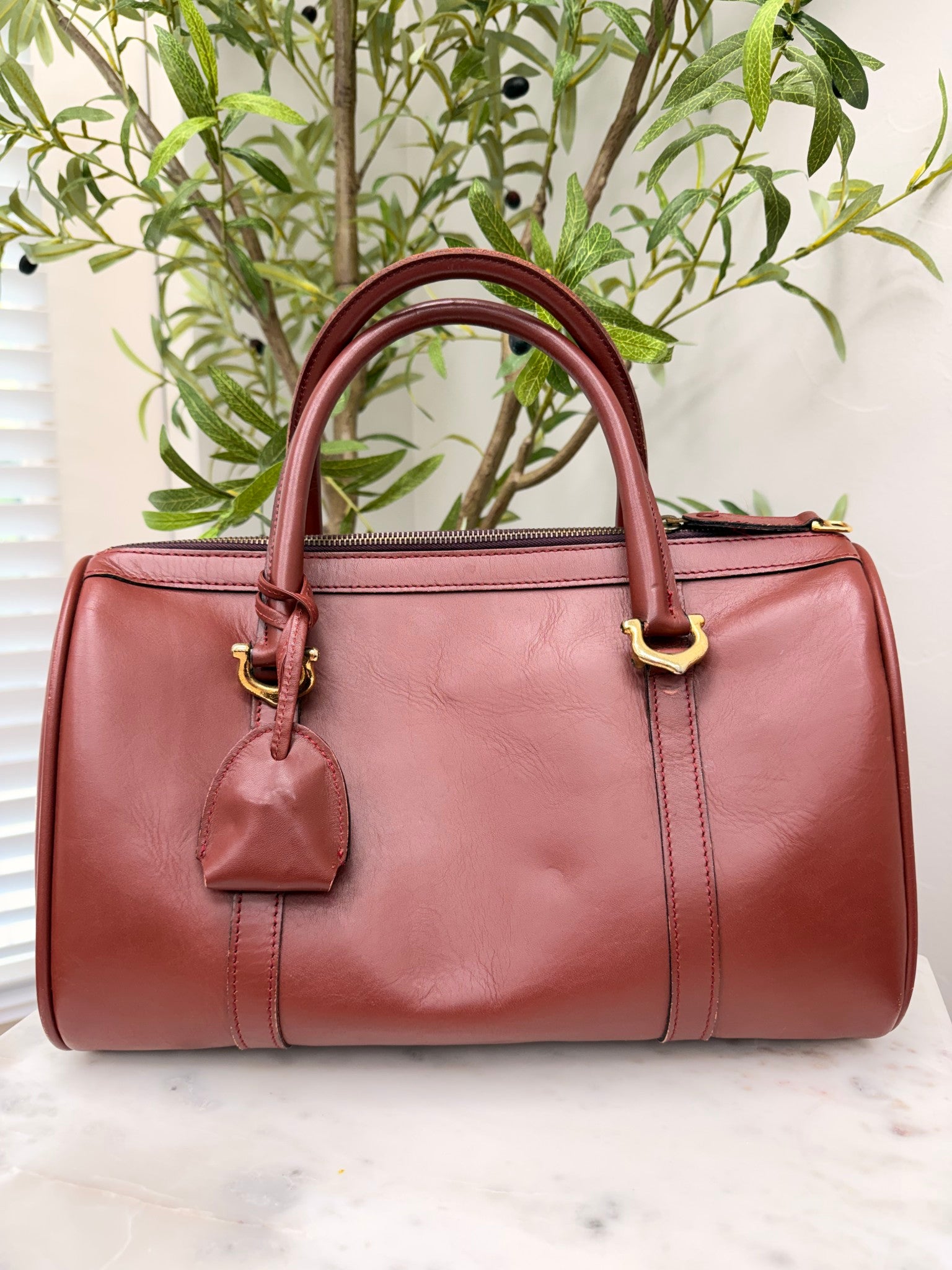 Cartier Burgundy Leather Must Line Boston Bag