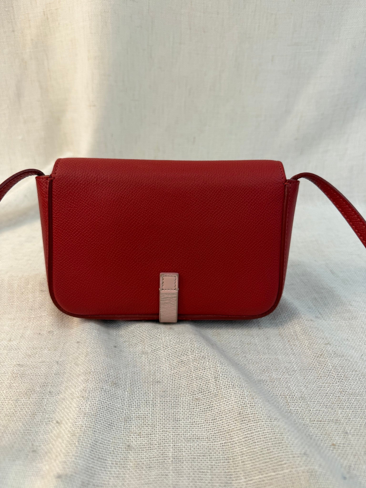 Celine Red Leather Celine Strap Clutch Bag