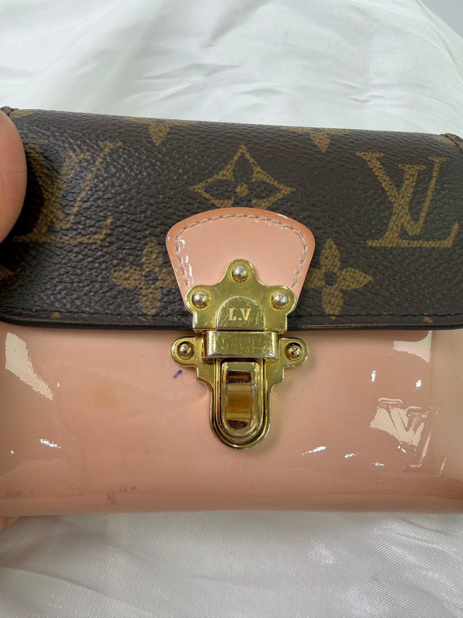 Louis Vuitton Pink And Monogram Cherrywood Compact Wallet