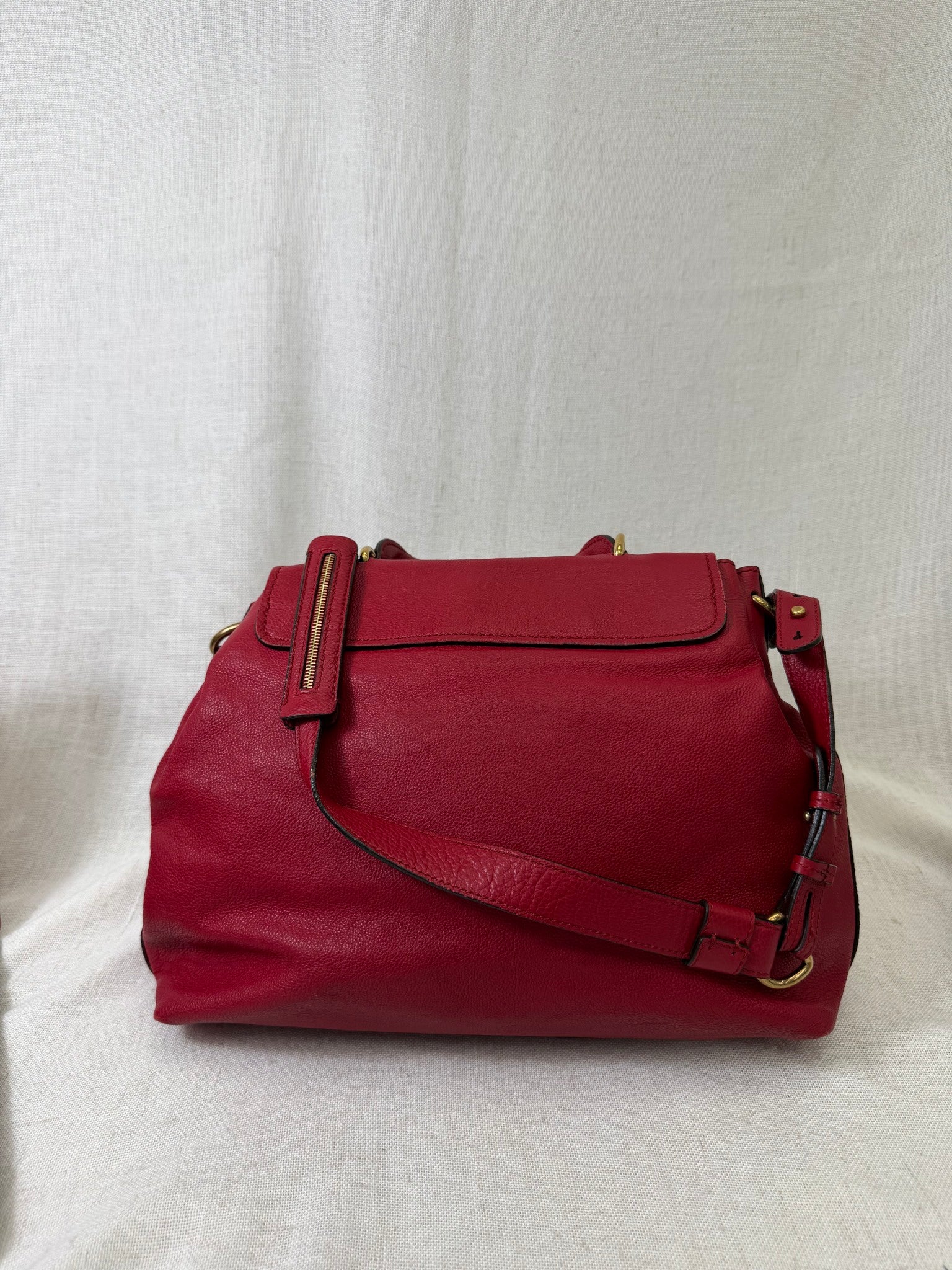 Chloe Red Grain Leather Elise 2Way Shoulder Bag