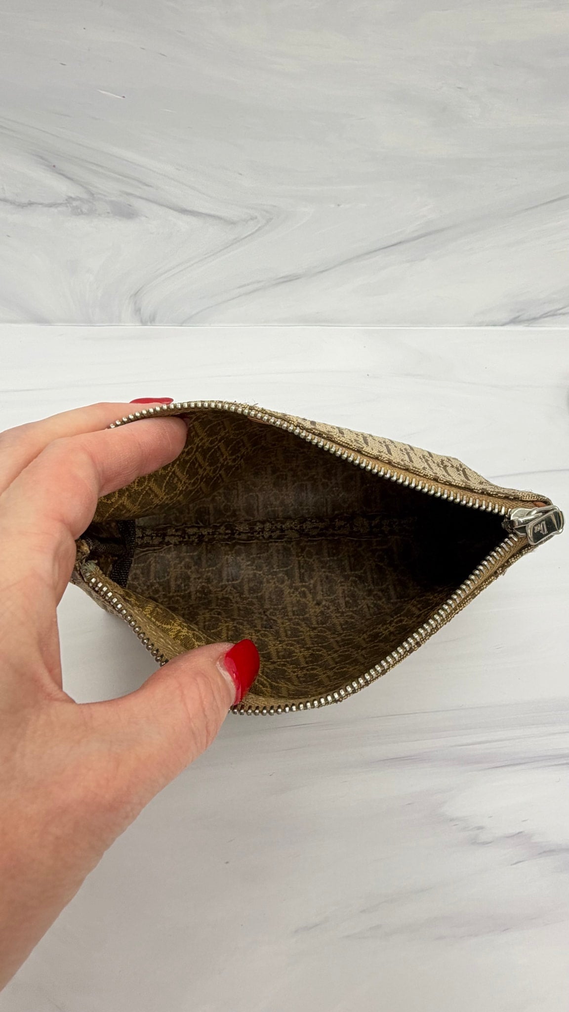 Christian Dior Brown Monogram Trotter Pouch
