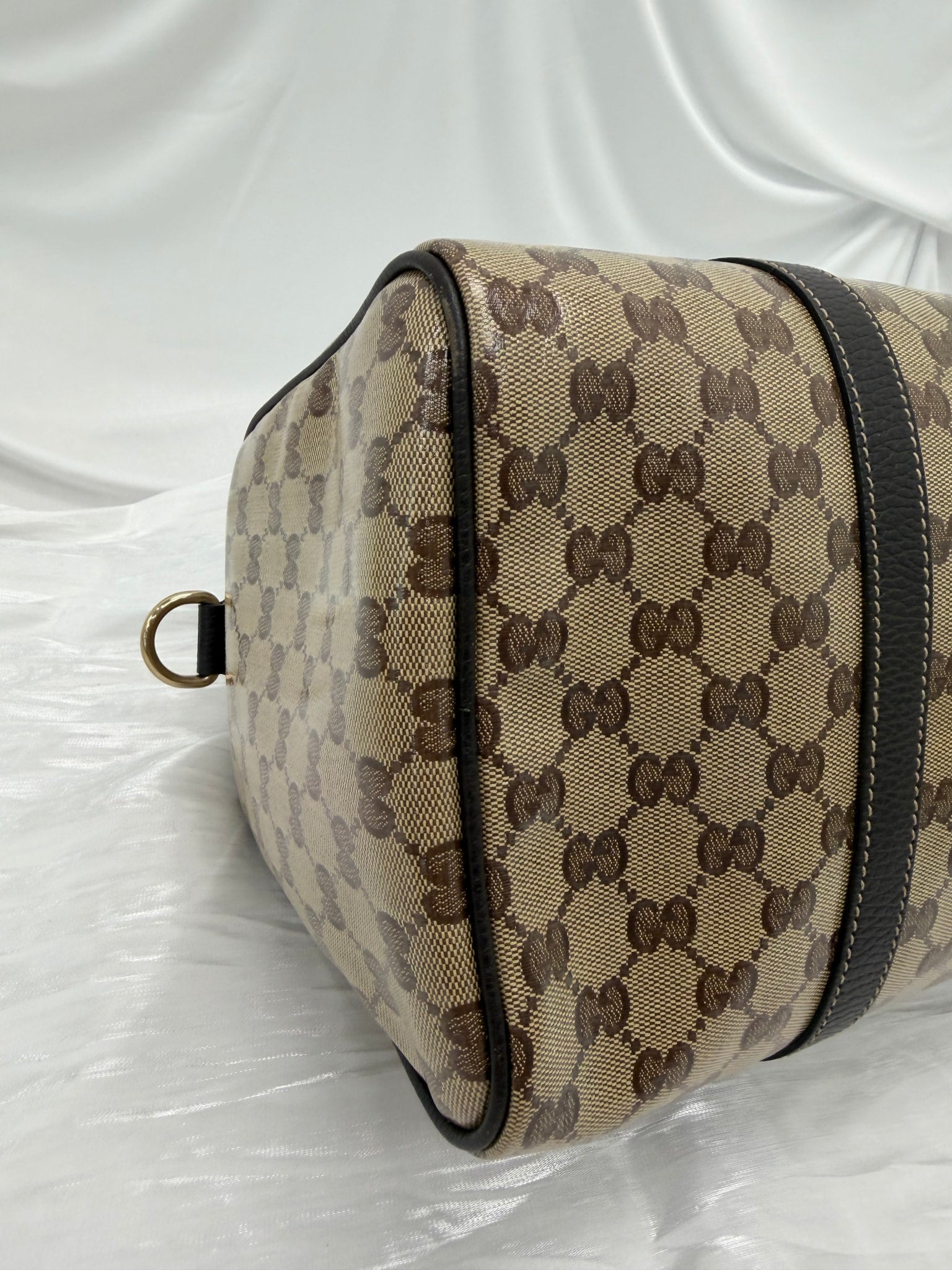 Gucci Vintage Brown GG Coated Canvas Boston Bag