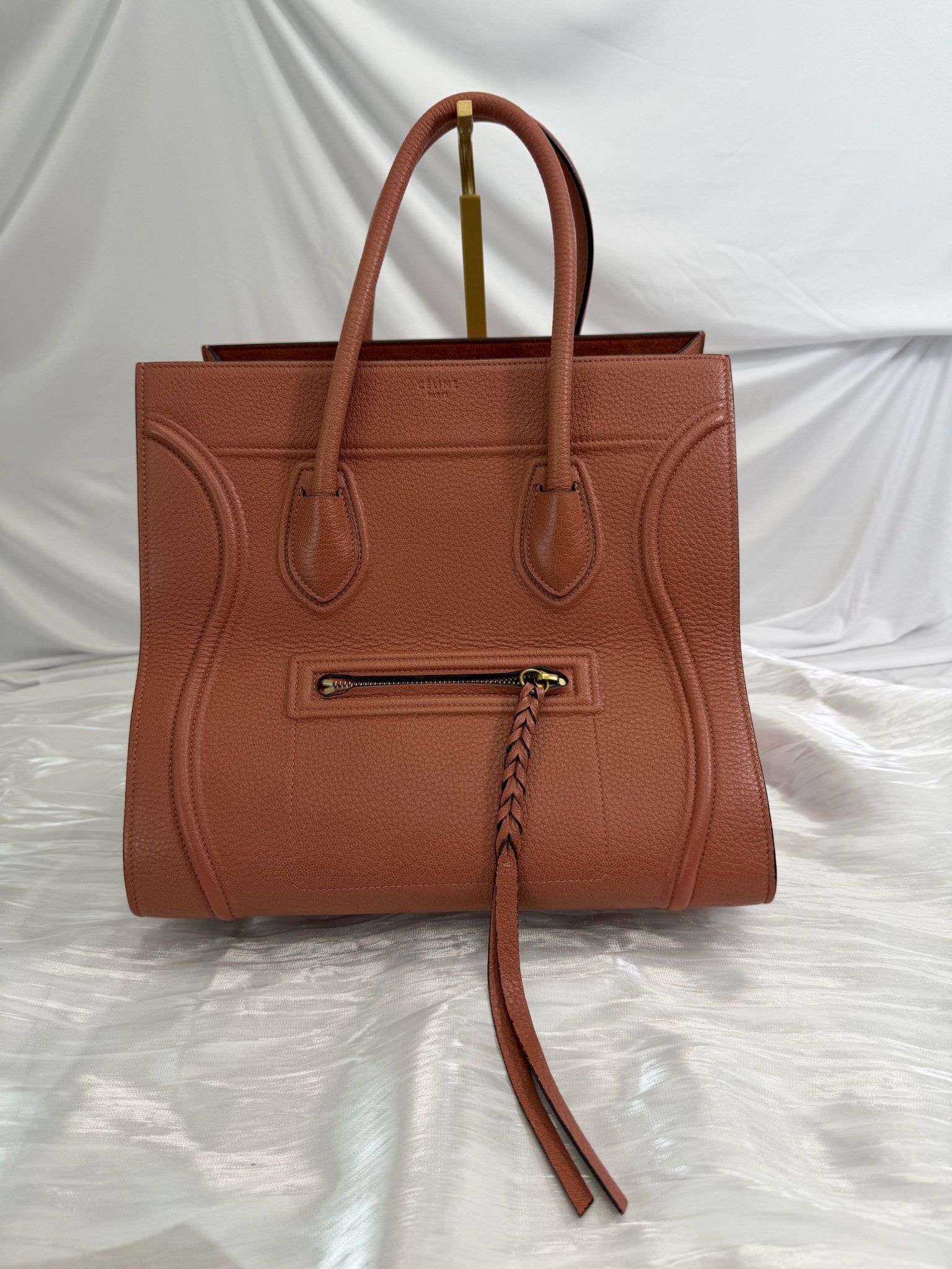 Celine Terracotta Pink Leather Medium Phantom Luggage Tote