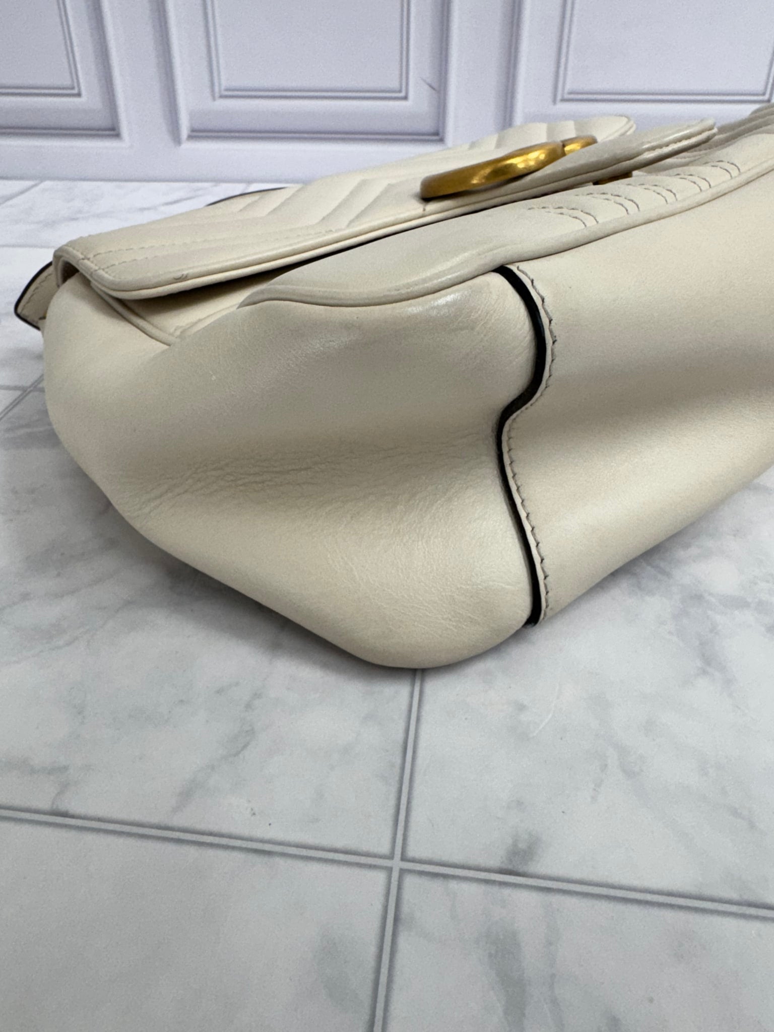 Gucci Cream Matelasse GG Marmont Small 2Way Bag