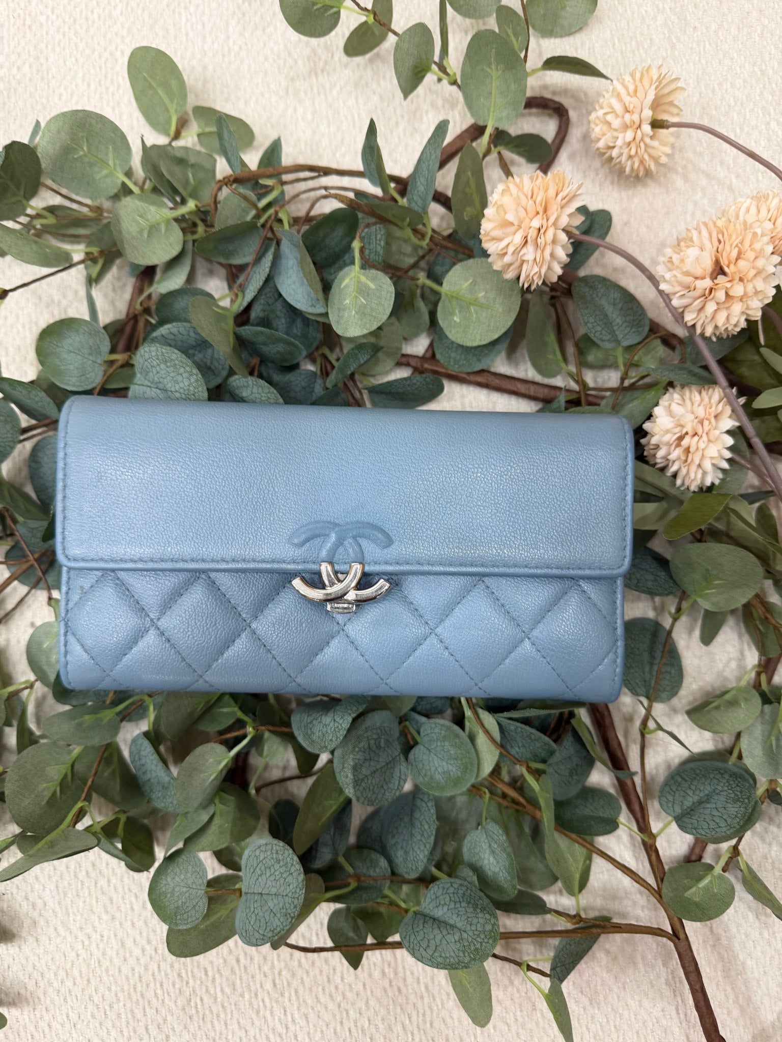 Chanel Blue Quilted Calfskin Long Wallet