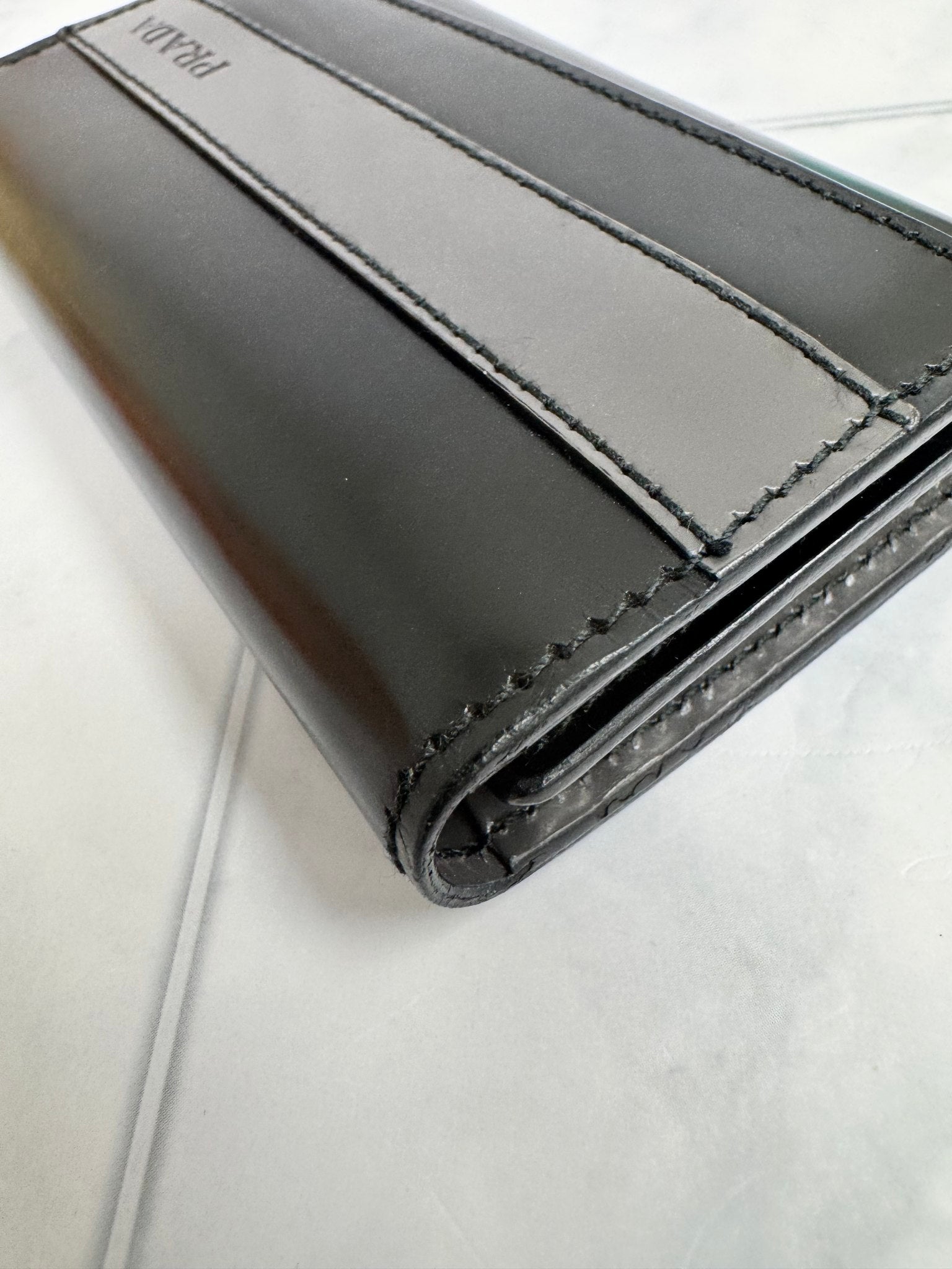Prada Black And Grey Leather 6 Key Holder