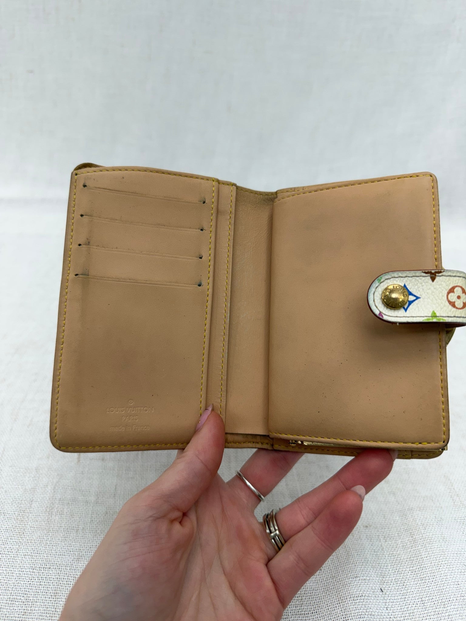 Louis Vuitton White Multicolor Monogram French Wallet