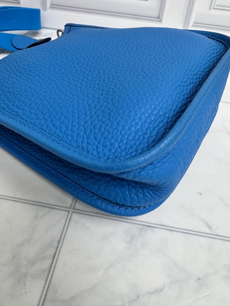 Hermes Blue Taurillon Clemence Leather Evelyne Amazone TPM Bag