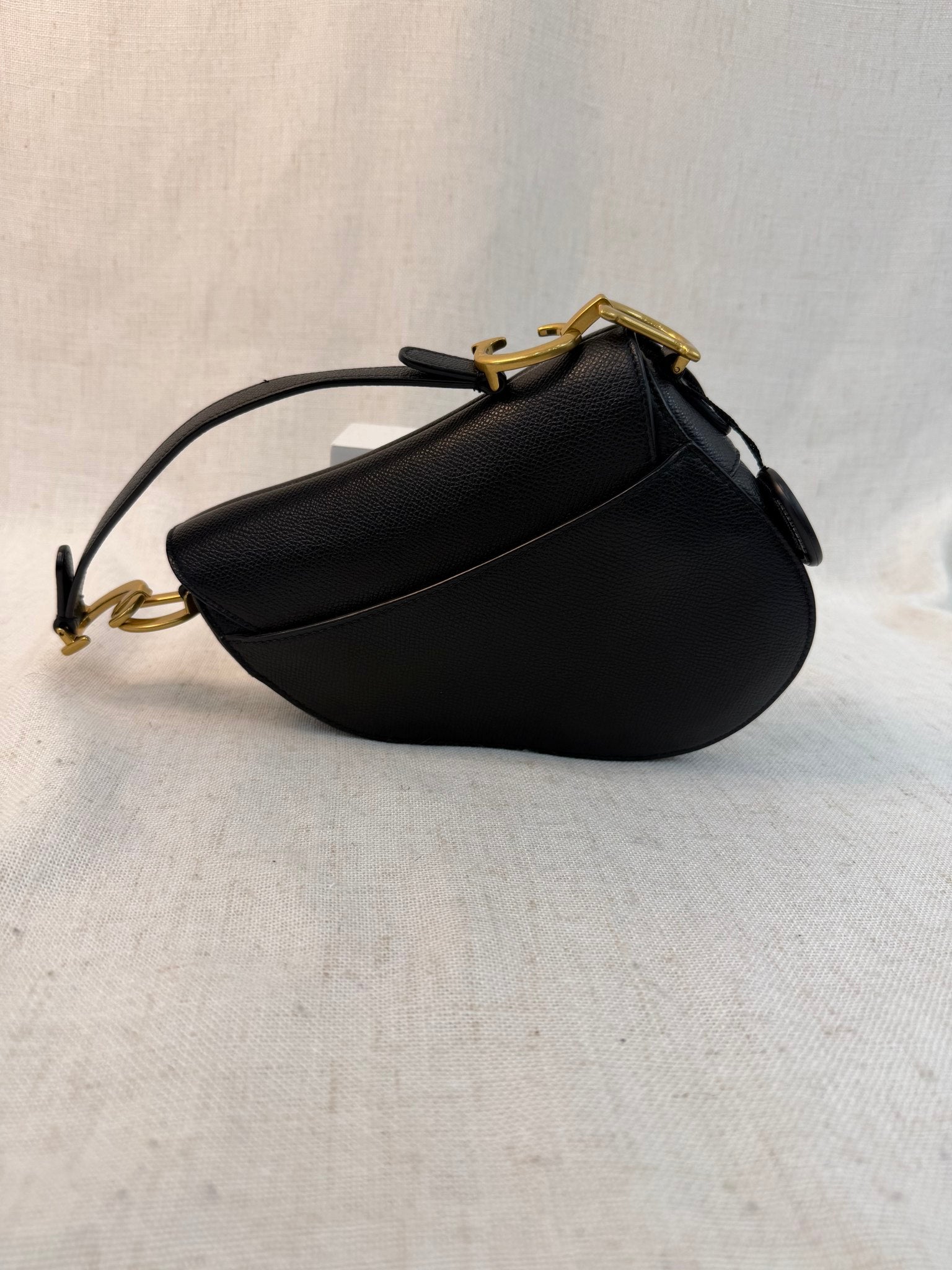 LIKE NEW-Christian Dior Black Leather Mini Saddle Bag