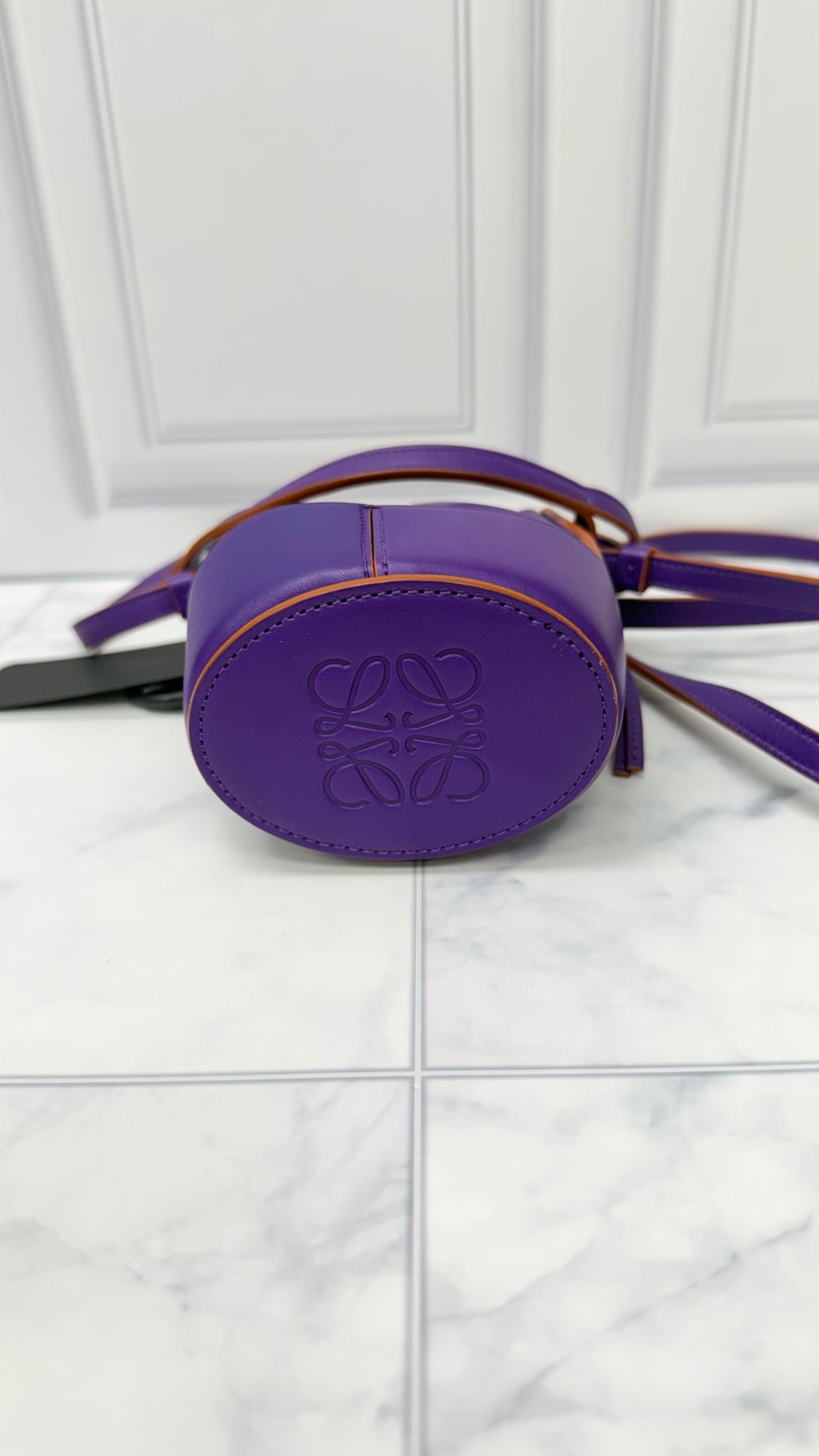 Loewe Purple Leather Balloon Bucket Crossbody Bag