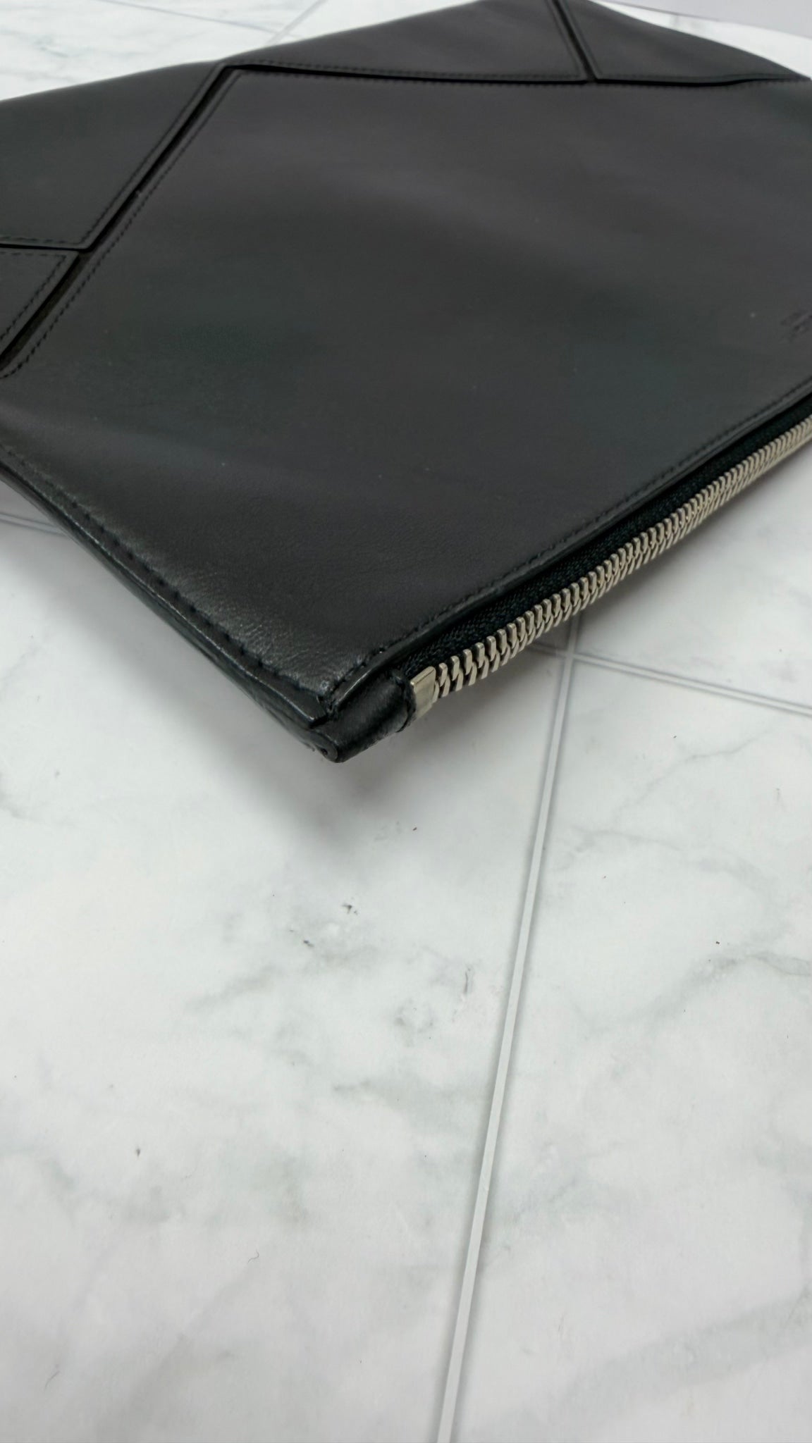 Givenchy Black Leather Large Zip Clutch