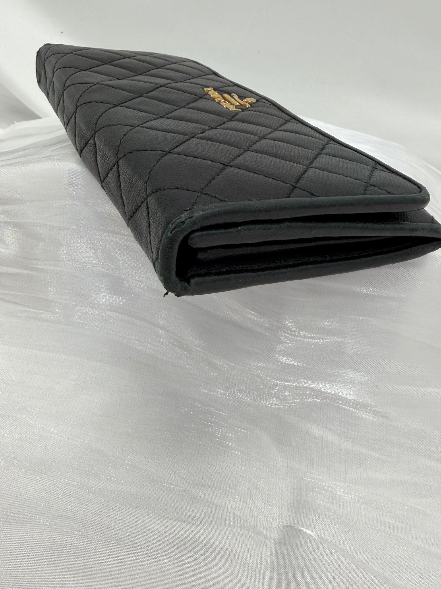 Prada Black Quilted Leather Long Wallet