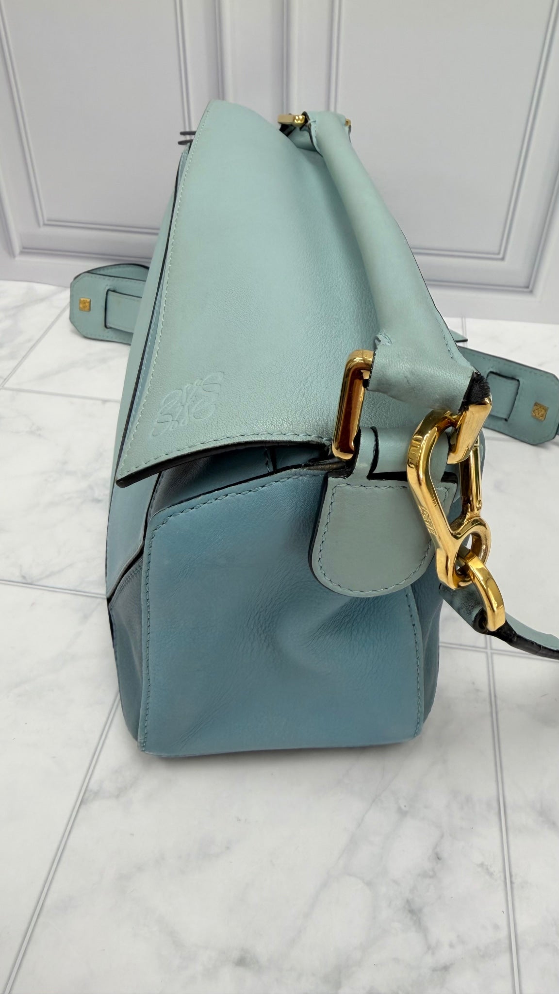 Loewe Blue Tri- Color Leather Small Puzzle Bag