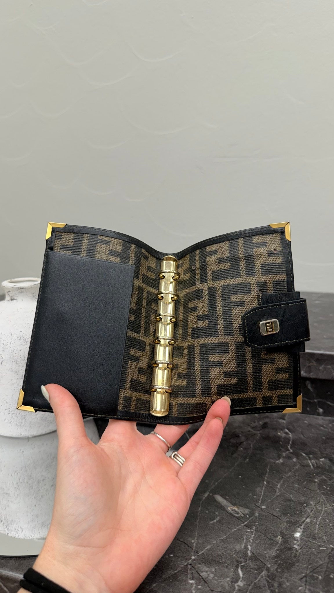 Fendi Vintage Zucca Coated Canvas Passport Agenda Cover