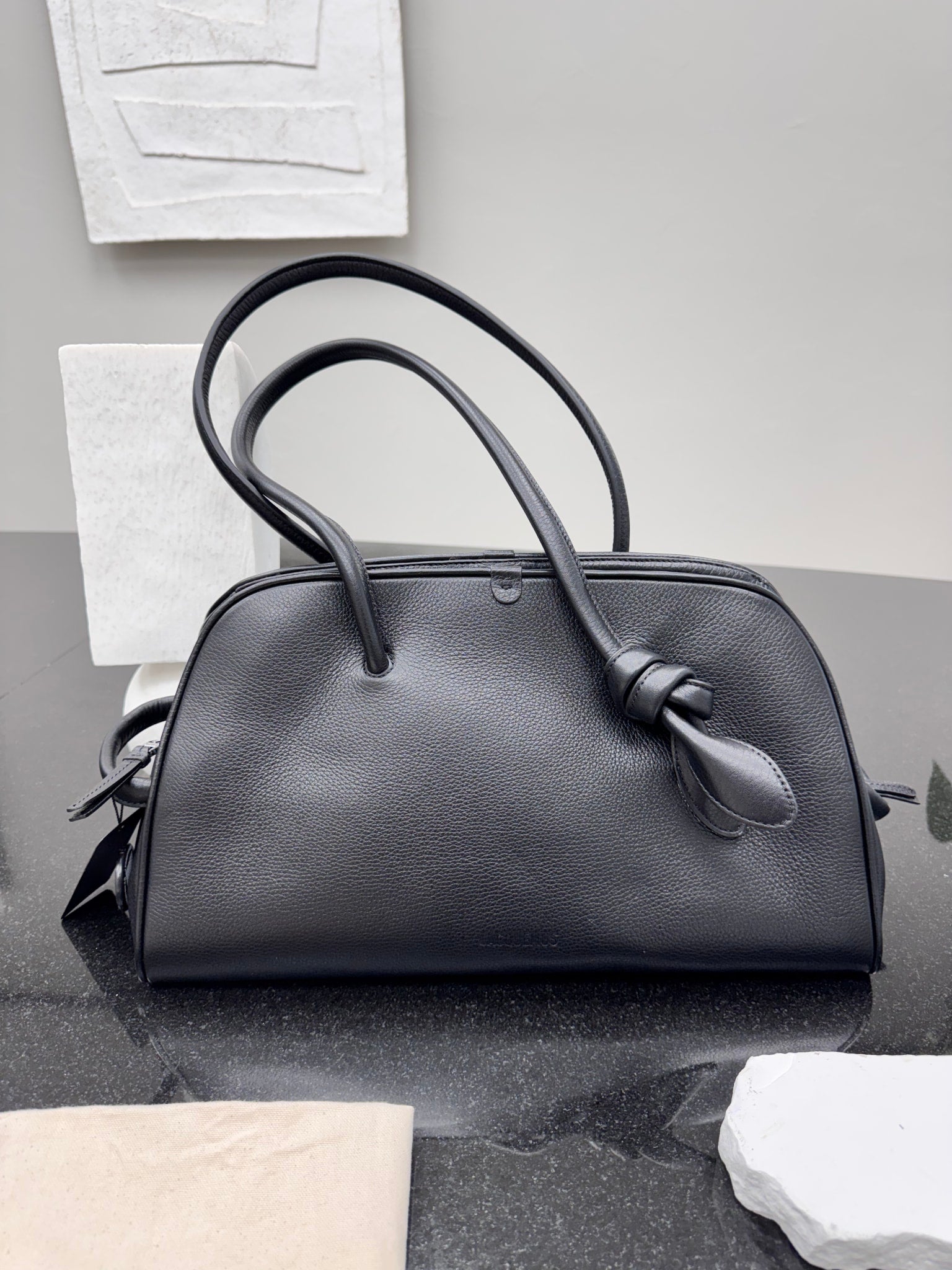LIKE NEW - Jacquemus Black Grained Leather Le Turismo Shoulder Bag