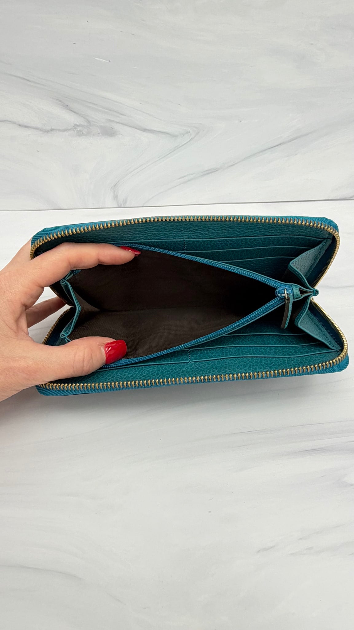 Gucci Blue Leather Long Zippy Wallet