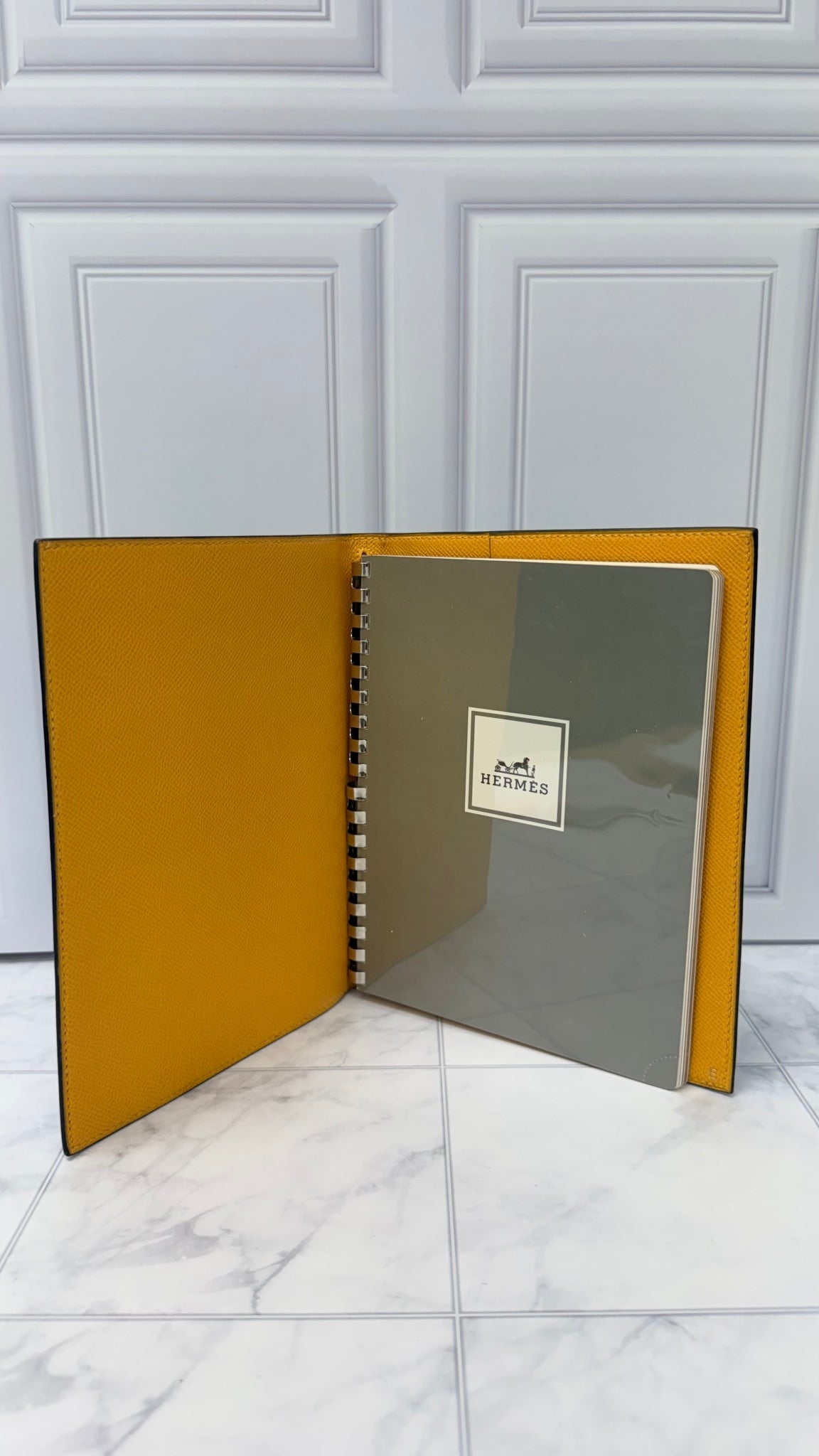 Hermes Blue And Yellow Epsom Leather Notebook Agenda GM