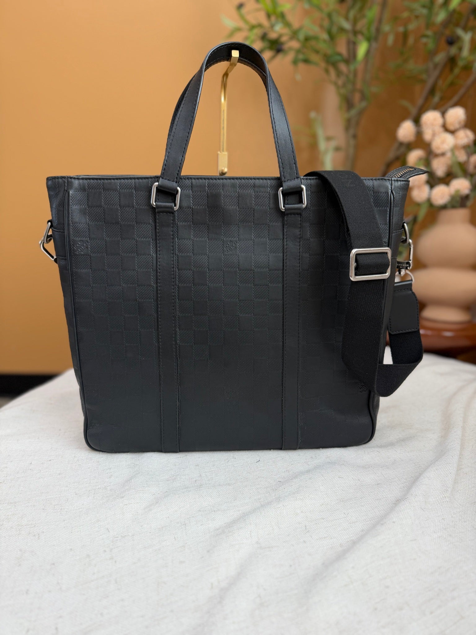 Louis Vuitton Black Leather Damier Infinity PM Tote Bag