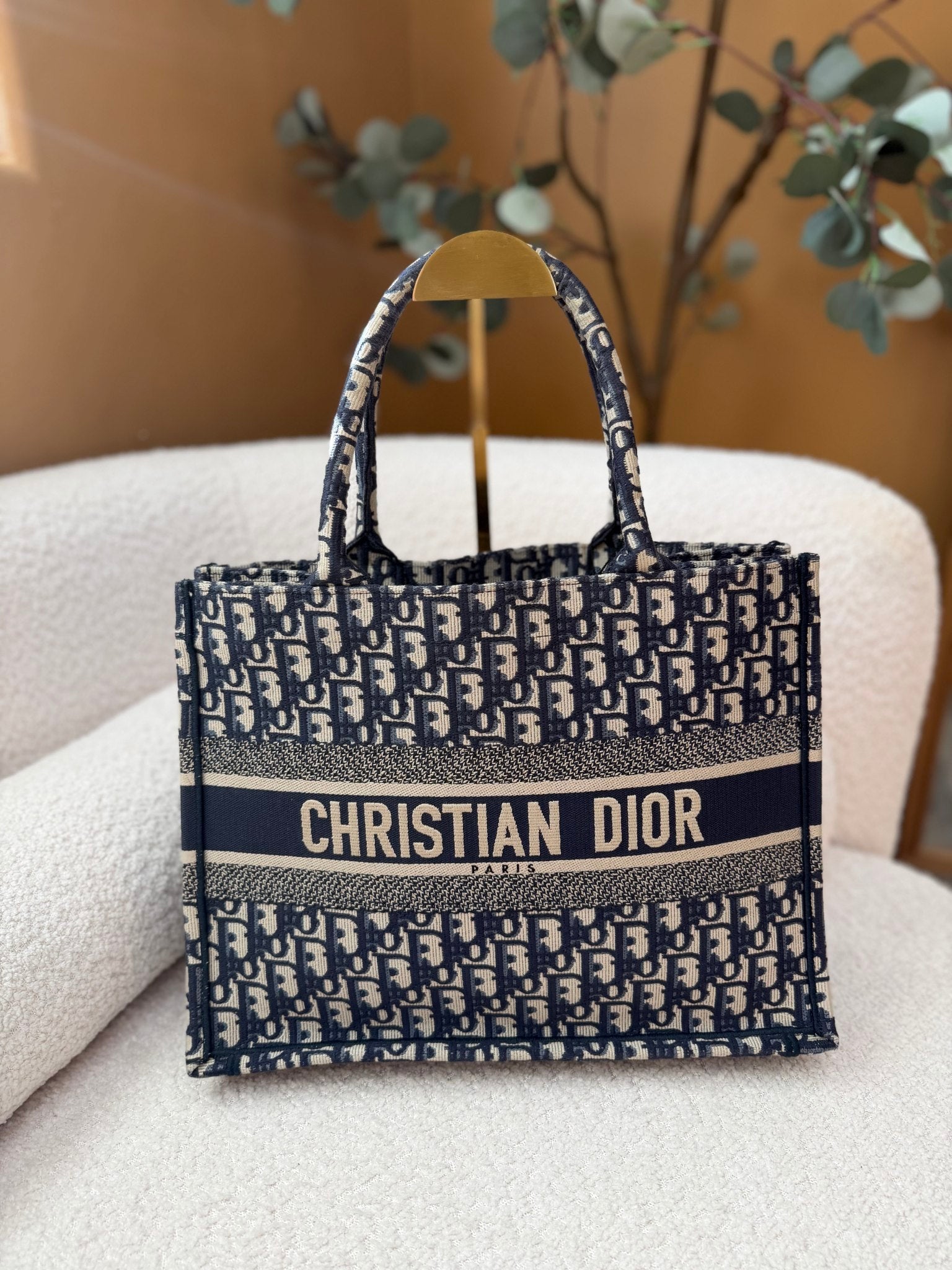 Christian Dior Navy Blue Oblique Medium Book Tote