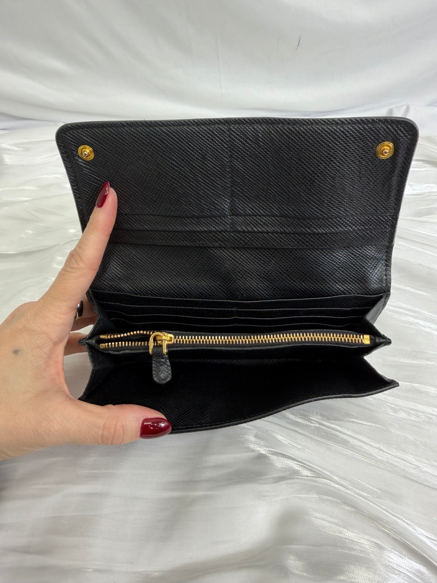 Prada Black Saffiano Leather Long Wallet