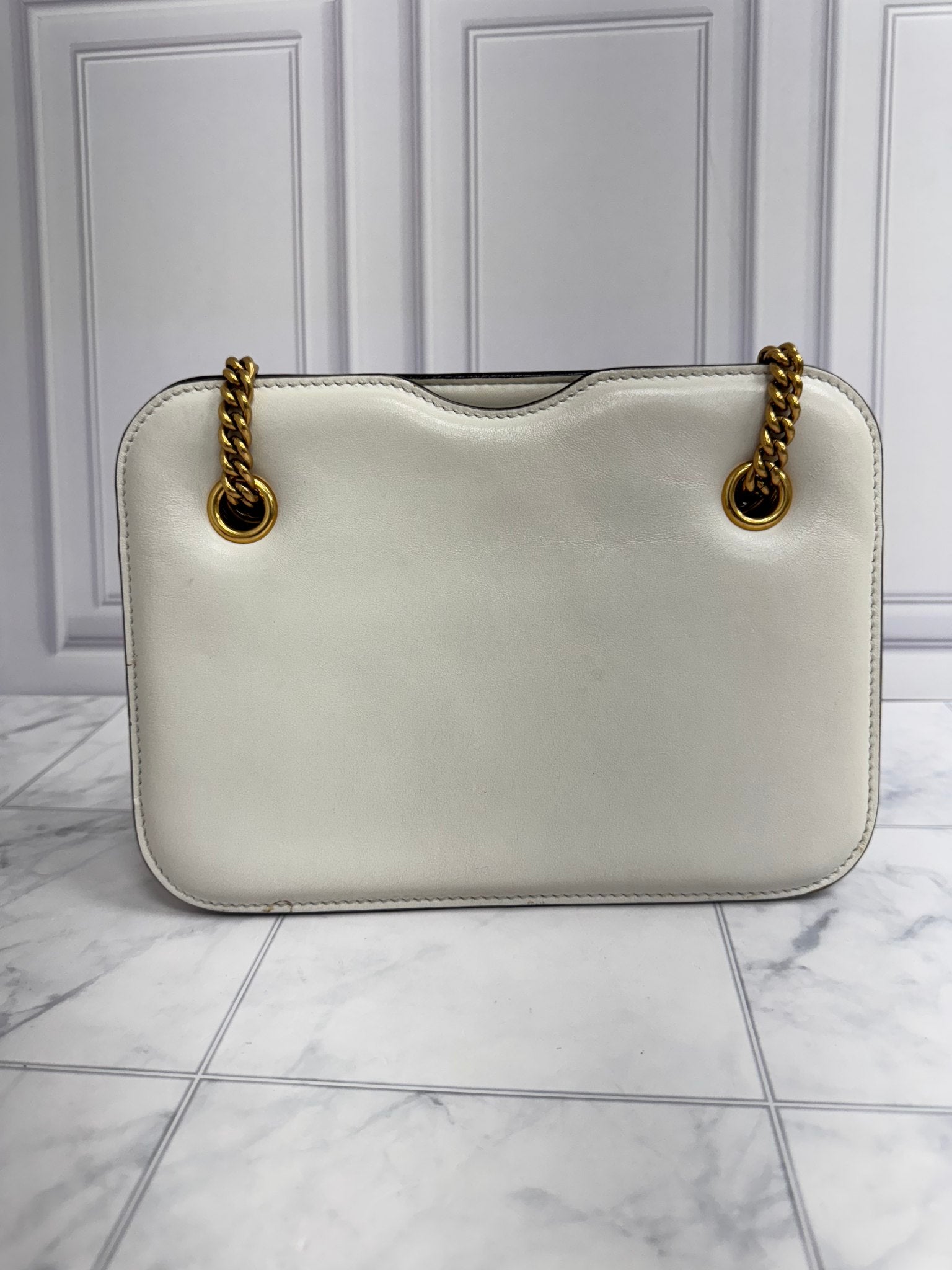 Fendi White Leather Karligraphy Pocket Shoulder Bag