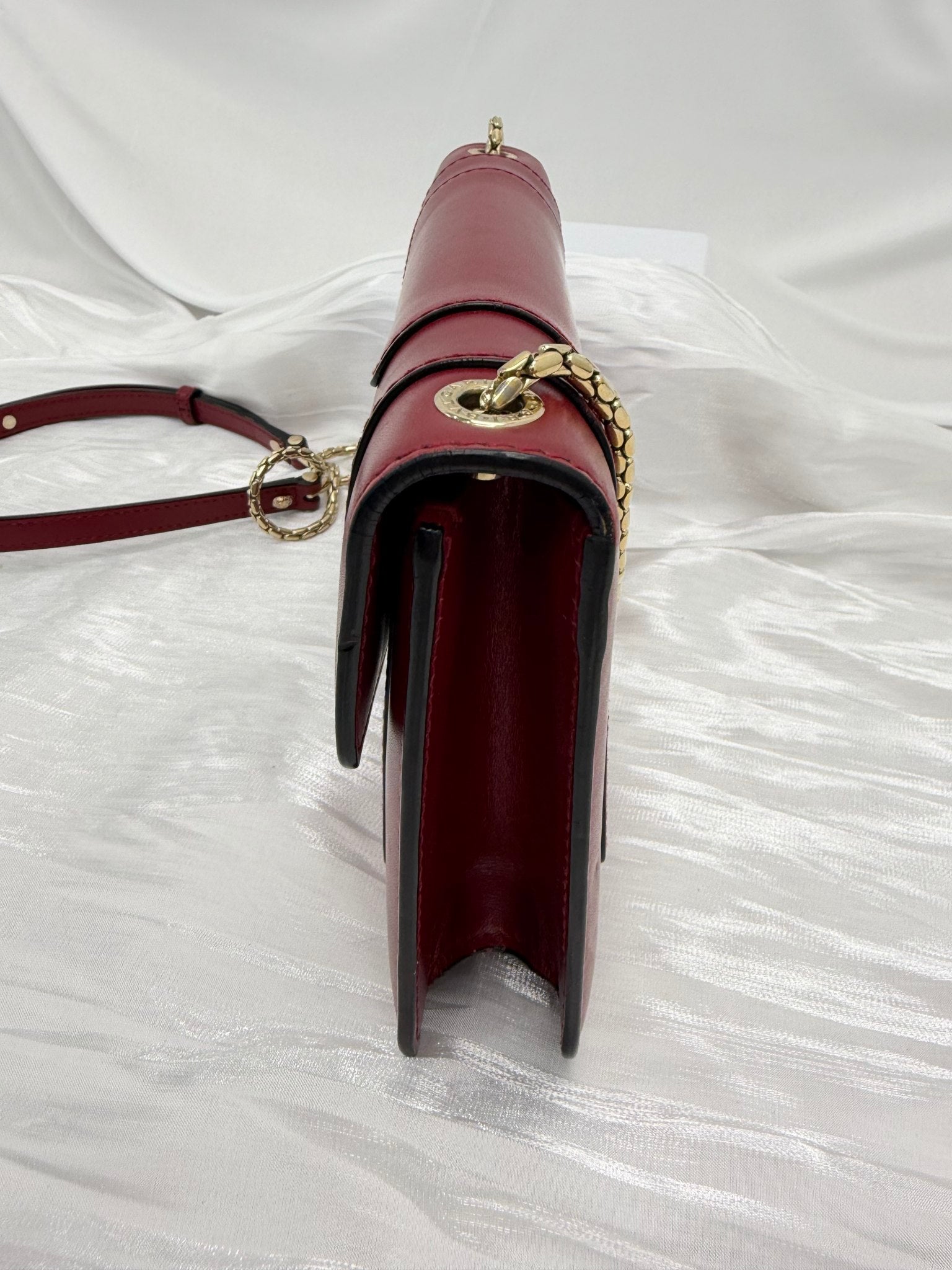 Bvlgari Red Leather Small Serpenti Forever Chain Bag